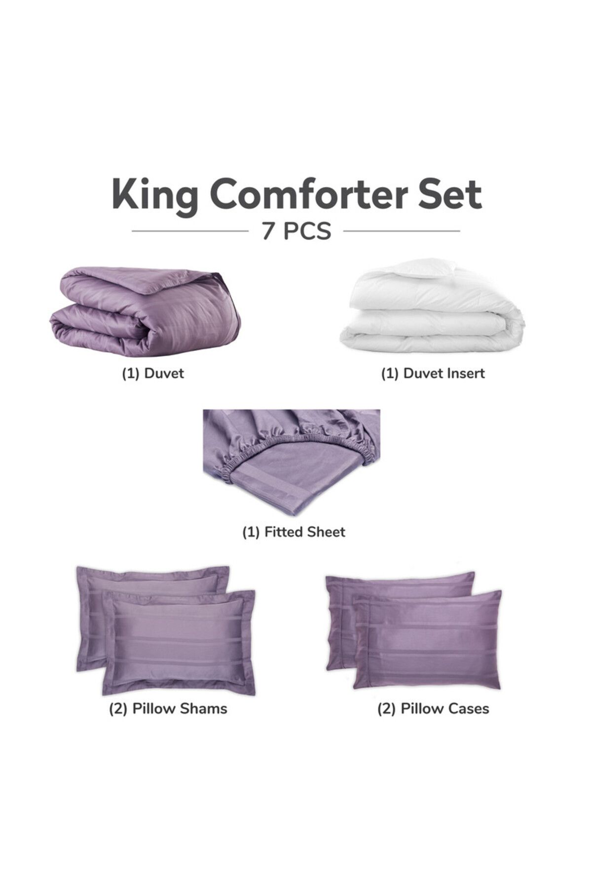 Donetella-7-Piece 300 TC Cotton Solid King Size Comforter Set 240x260 cm Deattachable 350 GSM Filler 5