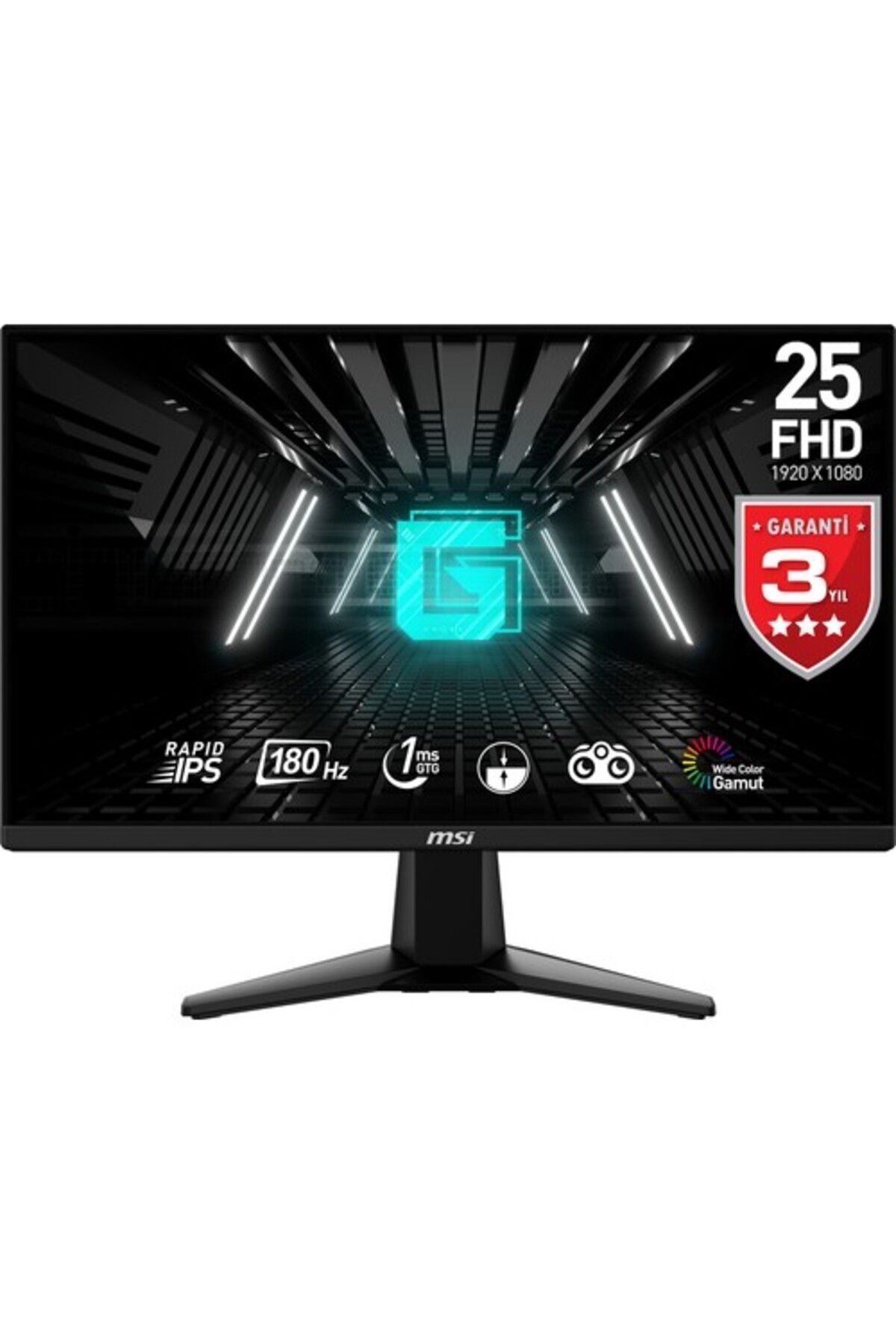 MSI 24.5 G255f 1920x1080 (FHD) 16:9 Flat Rapıd Ips 180hz 1ms Freesync Gamıng Monıtor