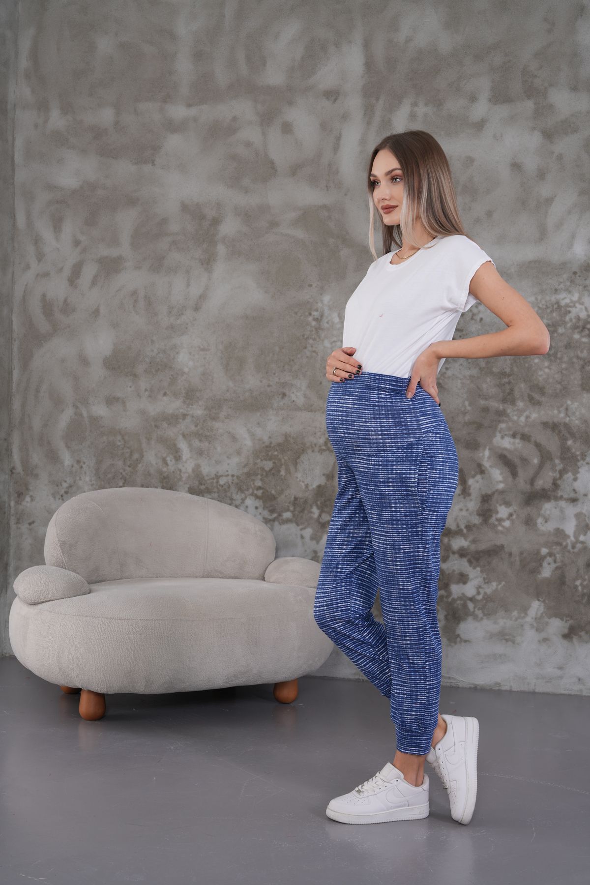 Miss Dünya Lissa-Oil Paint Printed Maternity and Maternity Sweatpants with Pockets 1