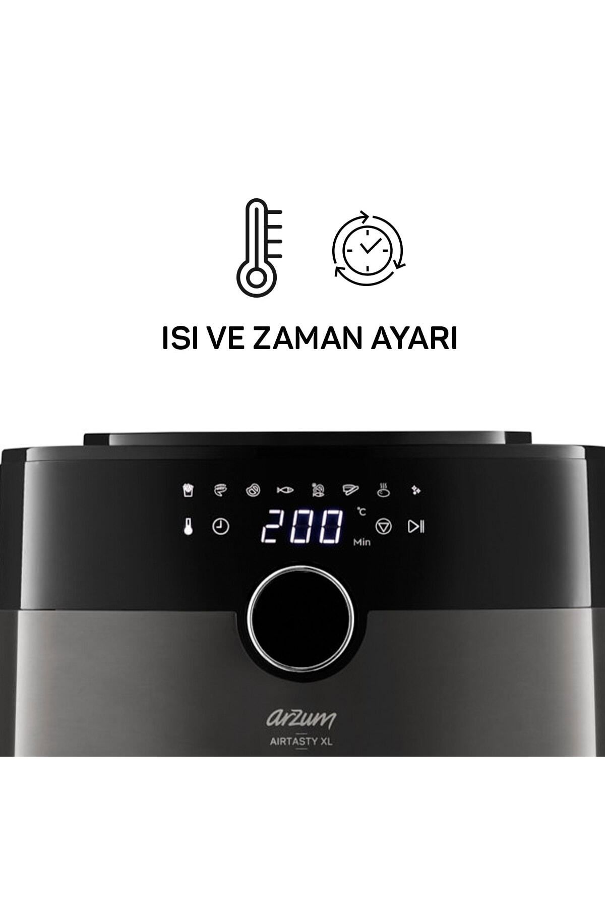 Arzum AR2074-G Airtasty XL Yağsız Fritöz Airfryer, 6 Litre Kapasite, Gümüş-4