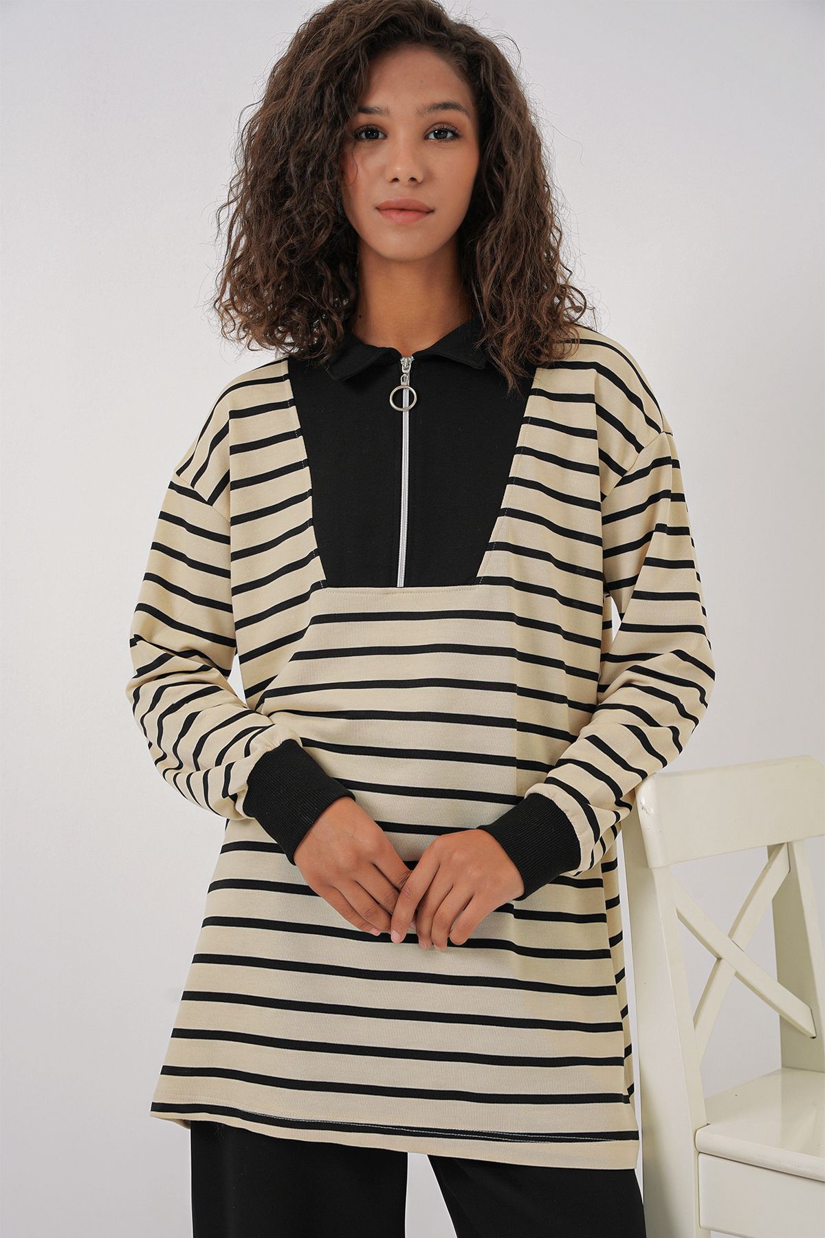 Bigdart-55454 Hijab-Tunika mit Reißverschluss für Damen – Schwarz 1