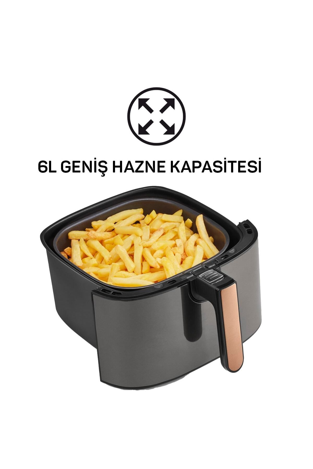 Arzum AR2074-G Airtasty XL Yağsız Fritöz Airfryer, 6 Litre Kapasite, Gümüş-6