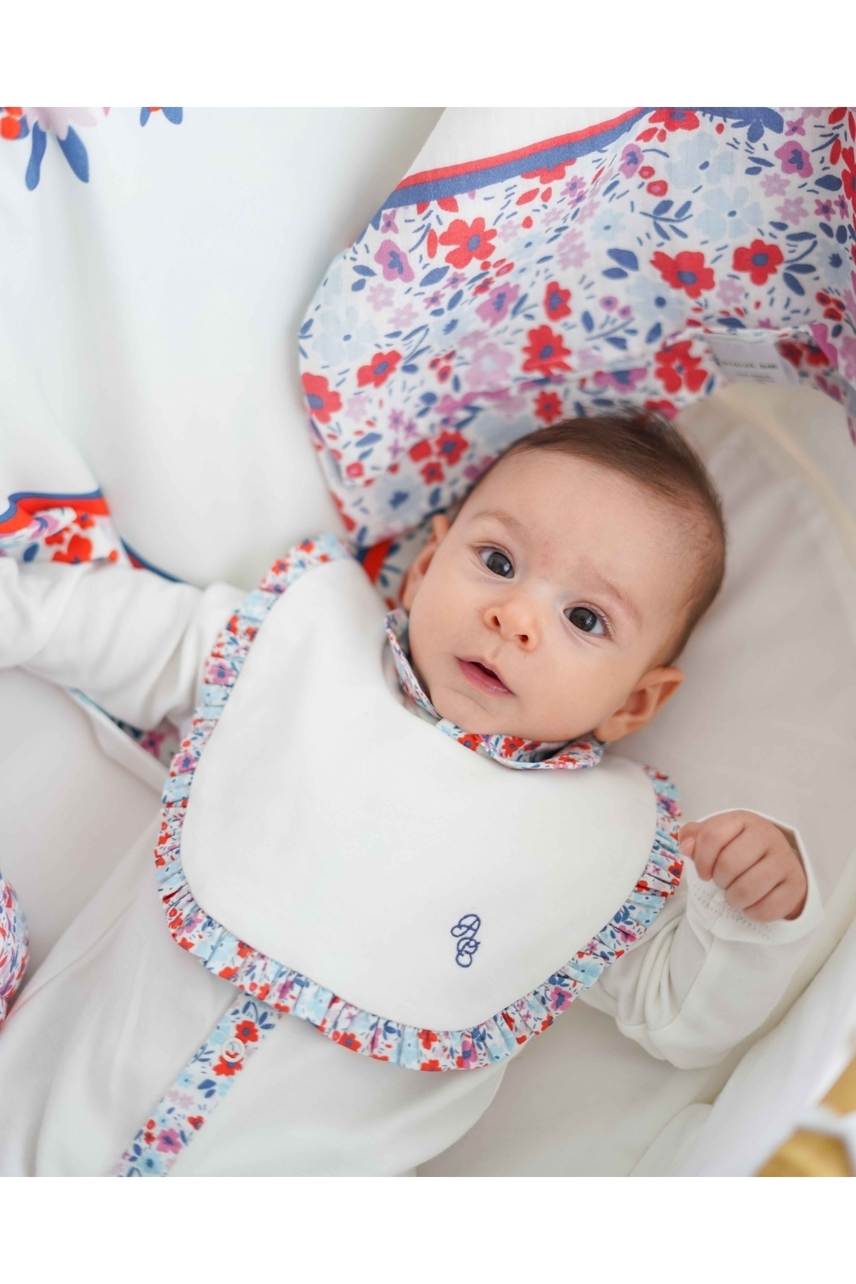 Atelier Babbi %100 Pamuk Bebek Tulum - Minik Çiçekler / Kırmızı fotoğrafı 3 (önizleme)