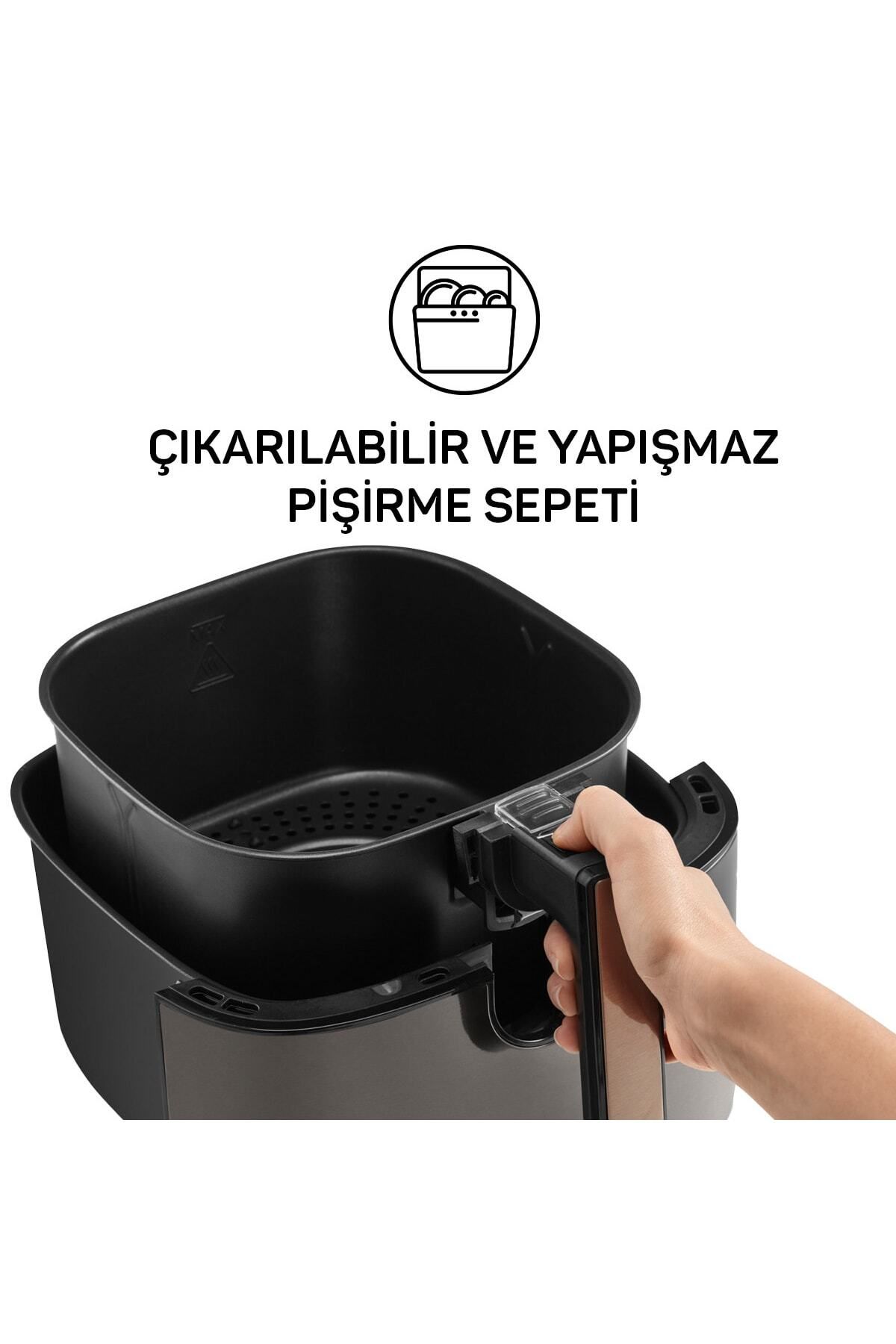 Arzum AR2074-G Airtasty XL Yağsız Fritöz Airfryer, 6 Litre Kapasite, Gümüş-3