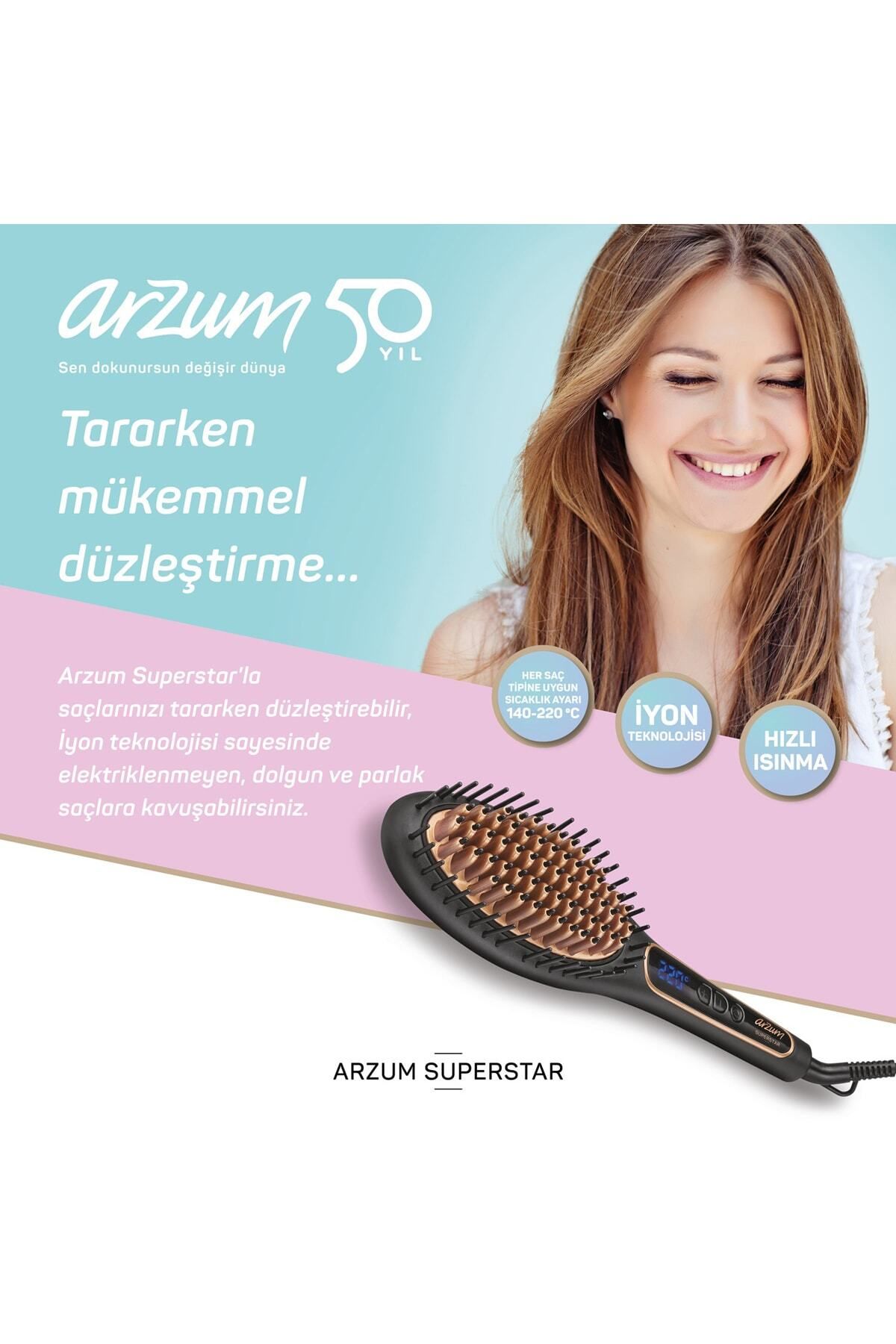 Arzum Superstar Saç Düzleştirici Fırça Ar5036 Tarak Siyah 405jseri-2