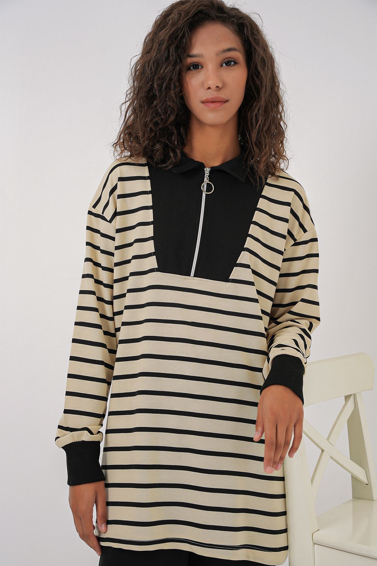 Bigdart-55454 Hijab-Tunika mit Reißverschluss für Damen – Schwarz 4