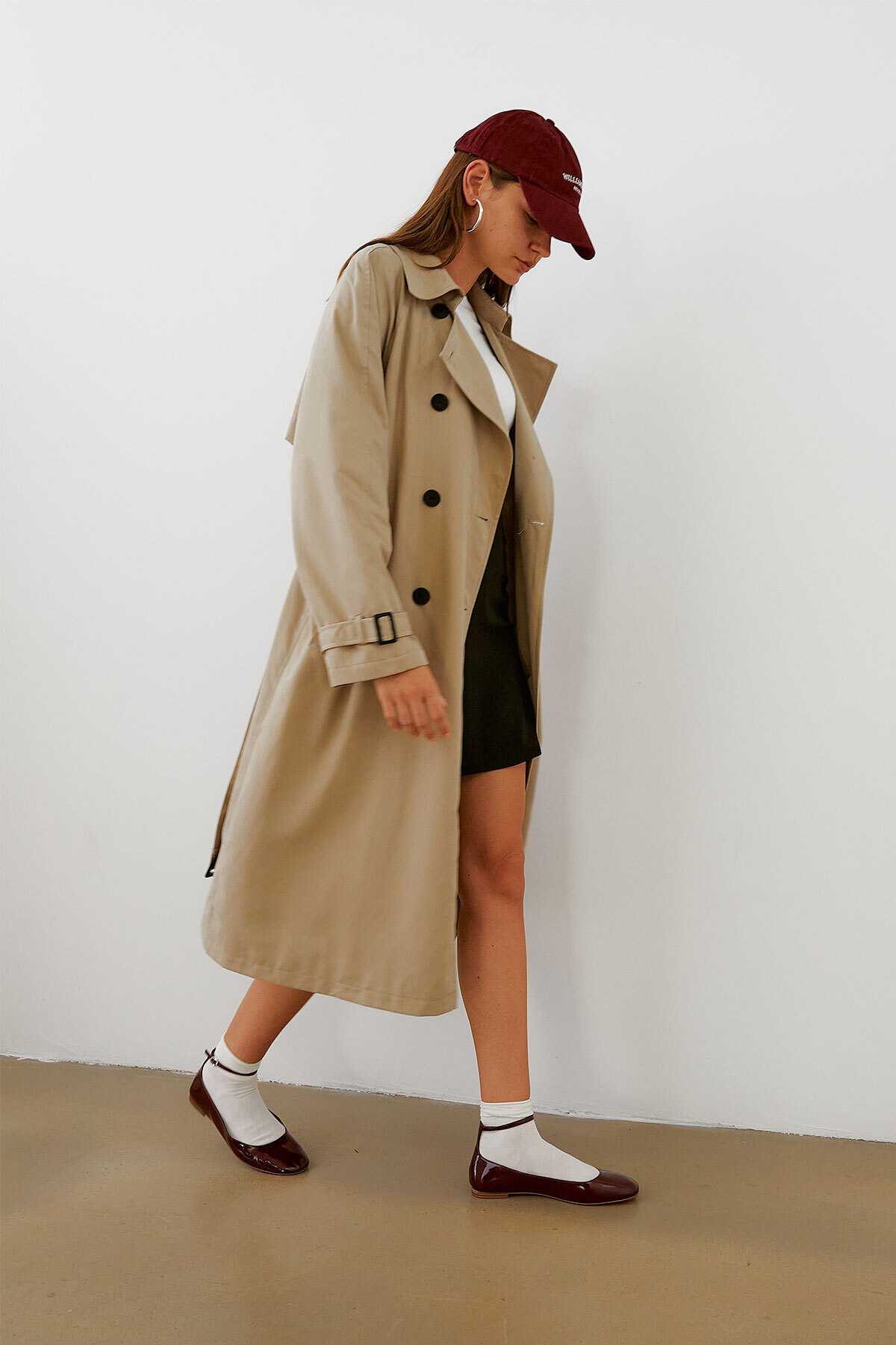 urban focus Oversize Kruvaze Trenchcoat görsel 4