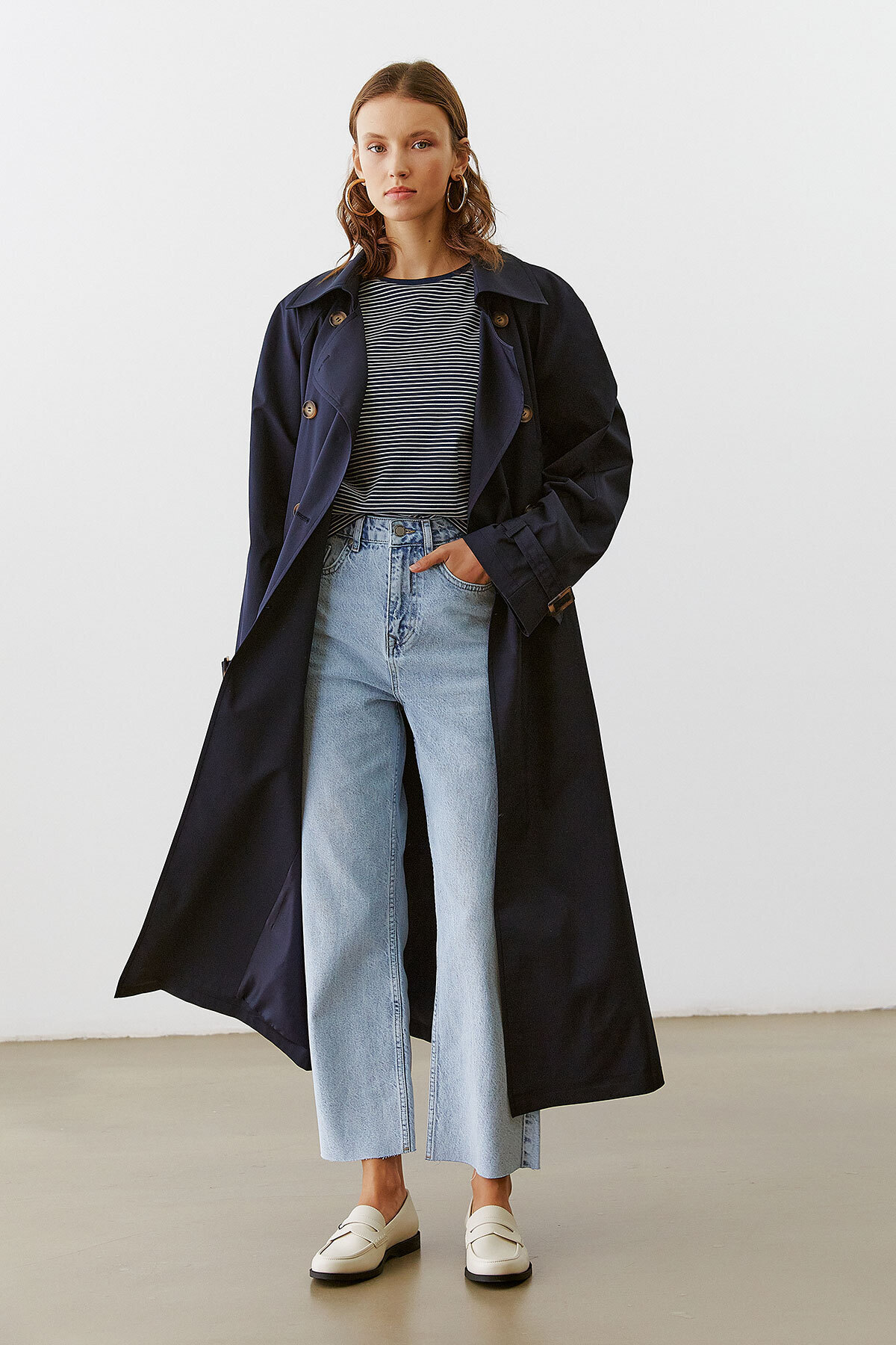 urban focus Oversize Kruvaze Trenchcoat görsel 7