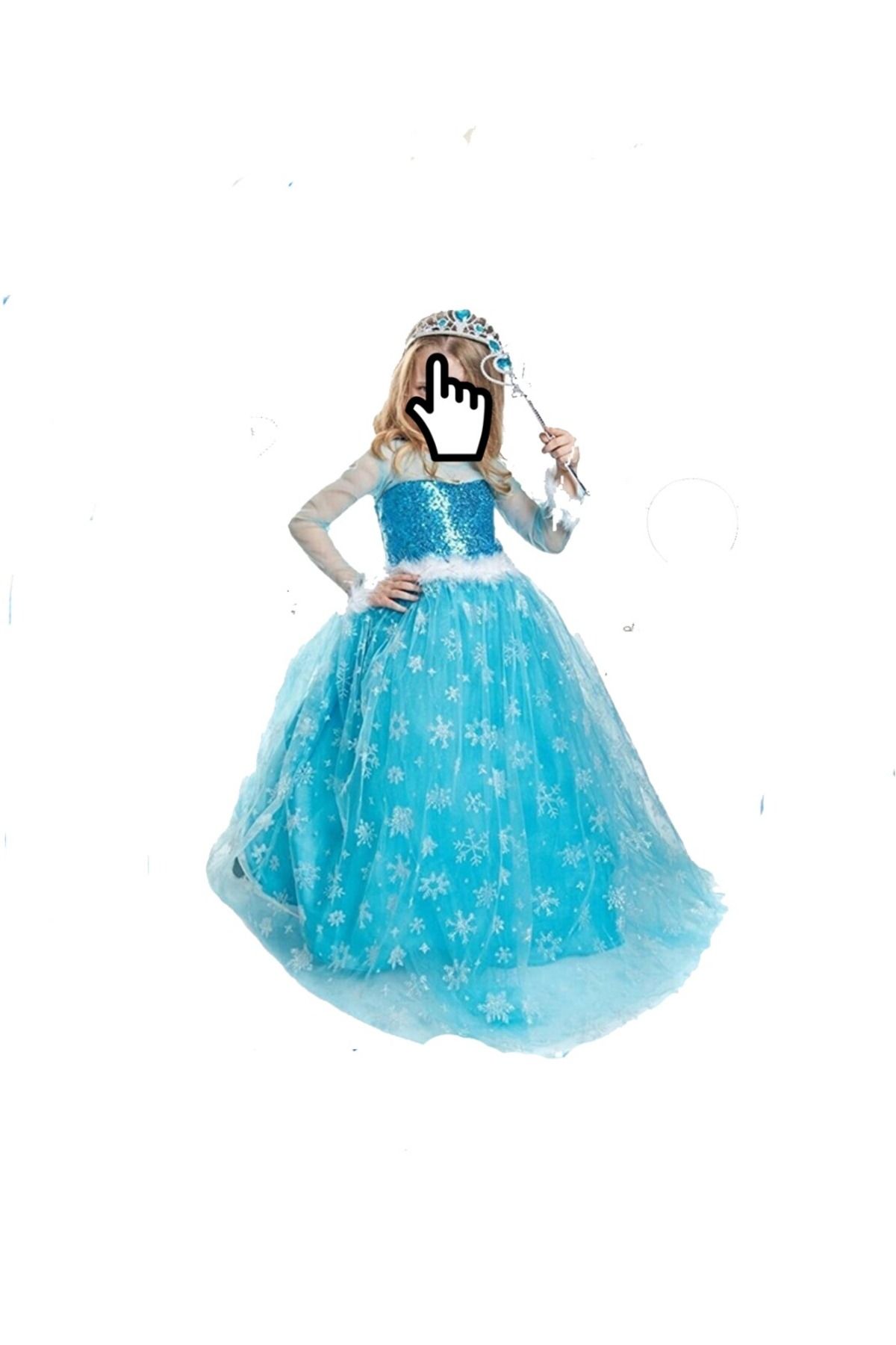 Nero-Girl's Blue Long Sleeve Frozen Elsa Costume 3