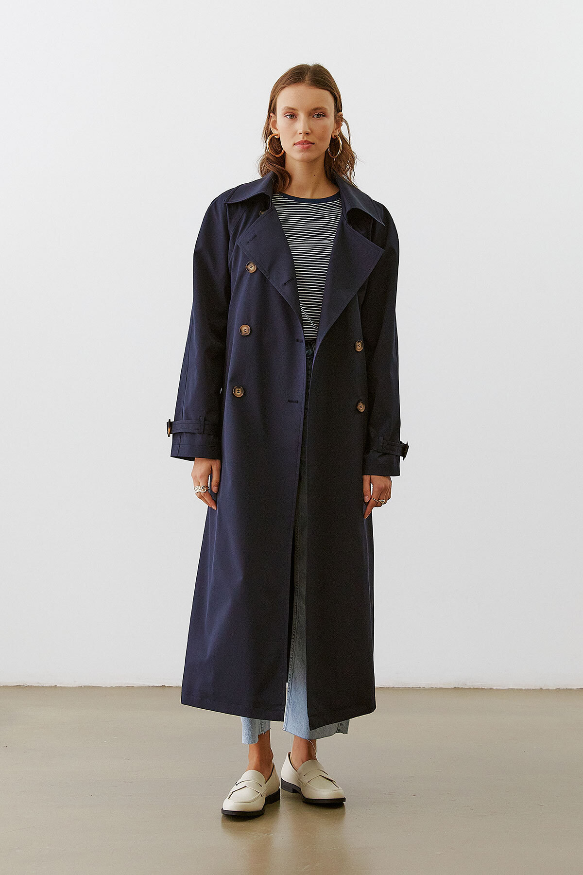 urban focus Oversize Kruvaze Trenchcoat görsel 2