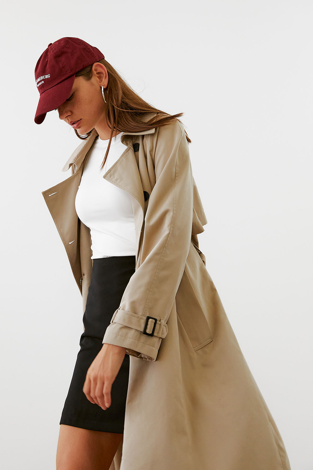 urban focus Oversize Kruvaze Trenchcoat görsel 5