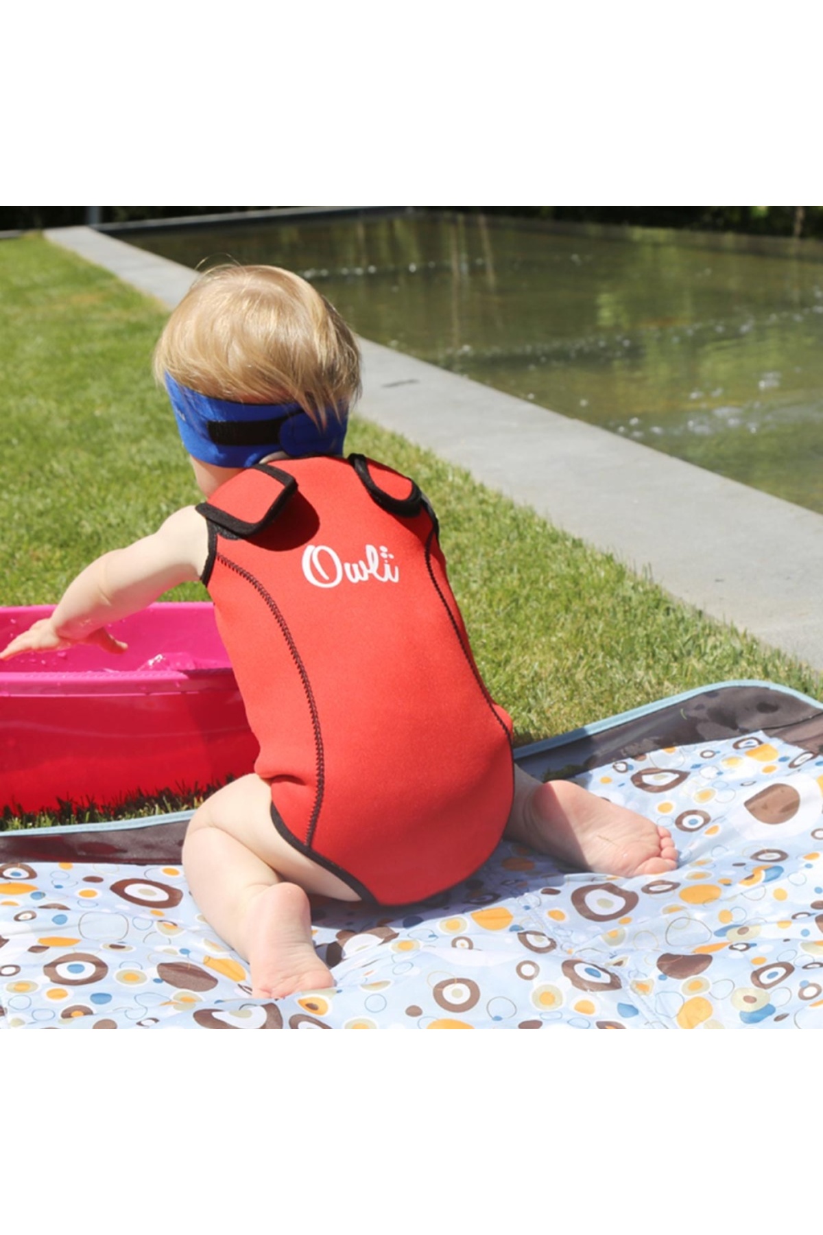 Owli Swimwarm Üşütmeyen Bebek Mayosu Kırmızı - Siyah fotoğrafı 4 (önizleme)