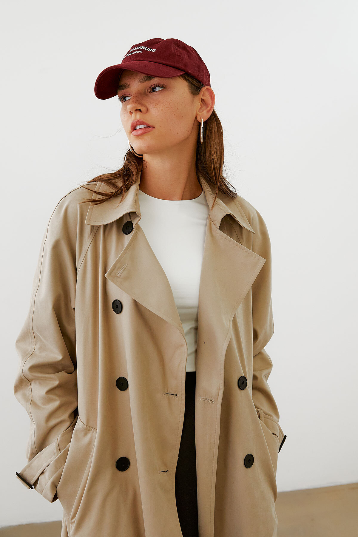 urban focus Oversize Kruvaze Trenchcoat görsel 3