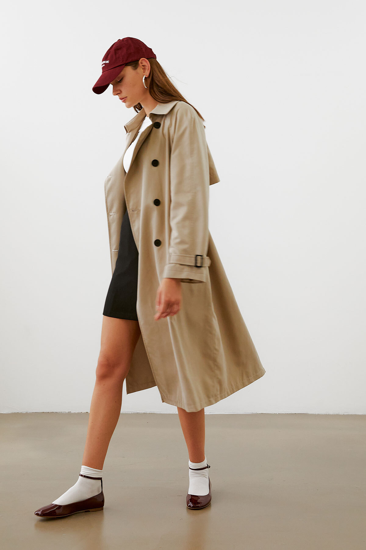 urban focus Oversize Kruvaze Trenchcoat görsel 2