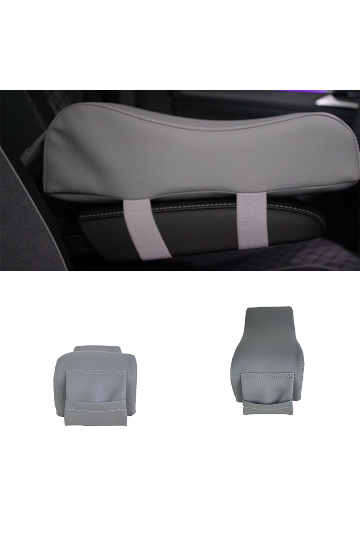kepmorpho-Citroen Nemo Auto Armrest Booster Armrest Cushion Thick Model Gray 1