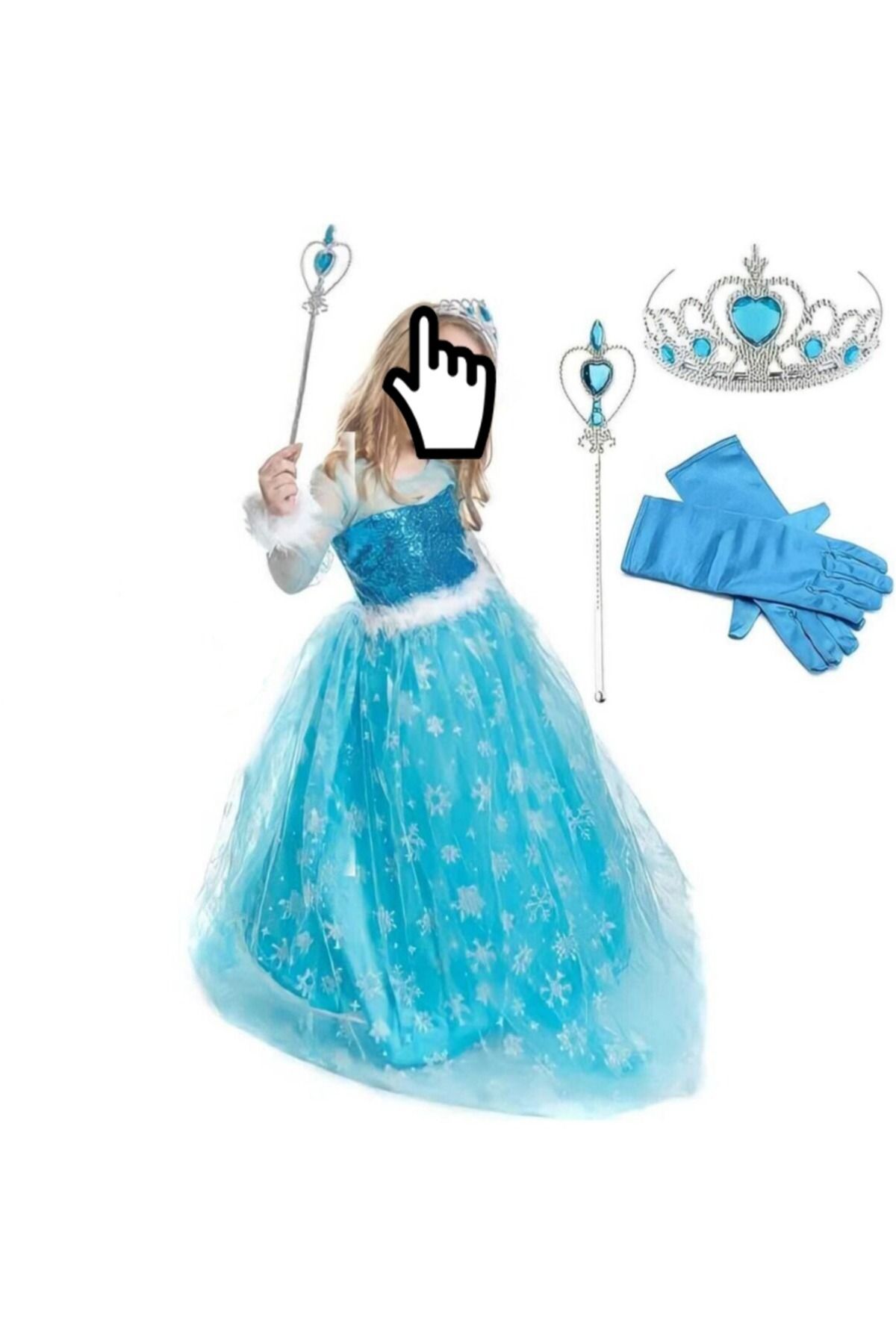 Nero-Girl's Blue Long Sleeve Frozen Elsa Costume 7