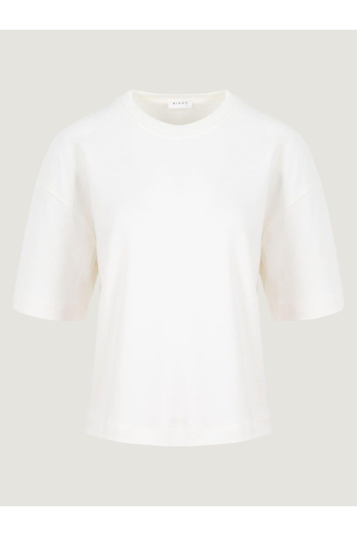 RİVUS-White Ribbed Collar Padded Short Sleeve T-Shirt 4