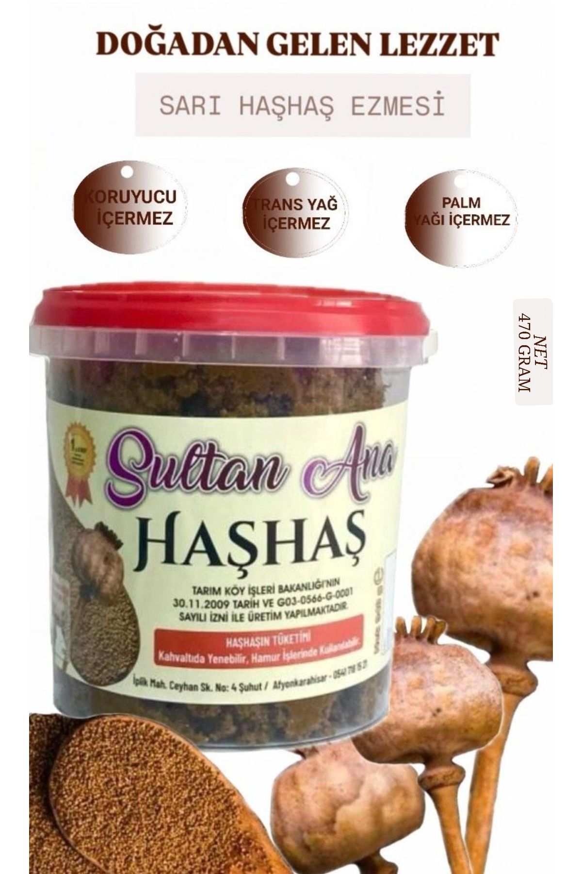 SULTAN ANA Sarı Haşhaş Ezmesi 470 gr Net