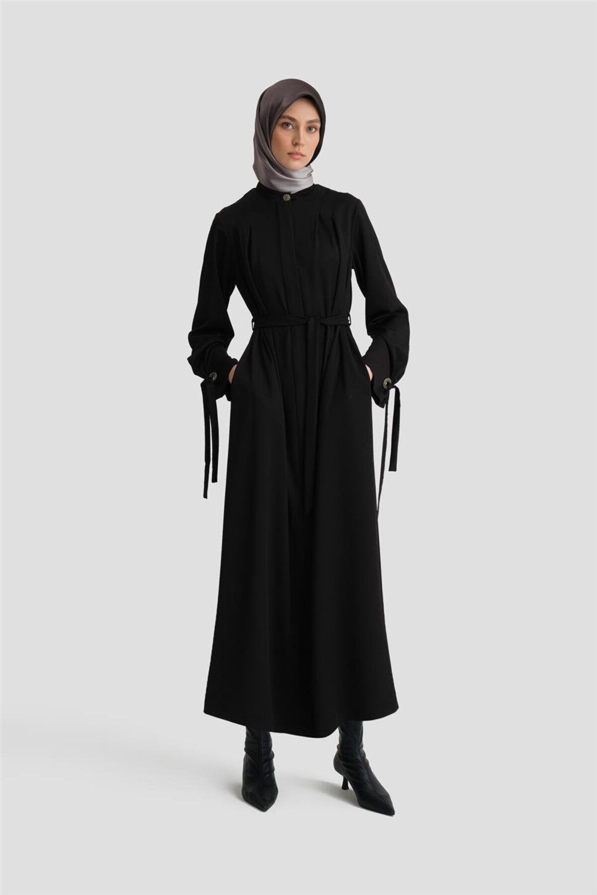 روبان با جزئیات Abaya 24k8901 مشکی Armine