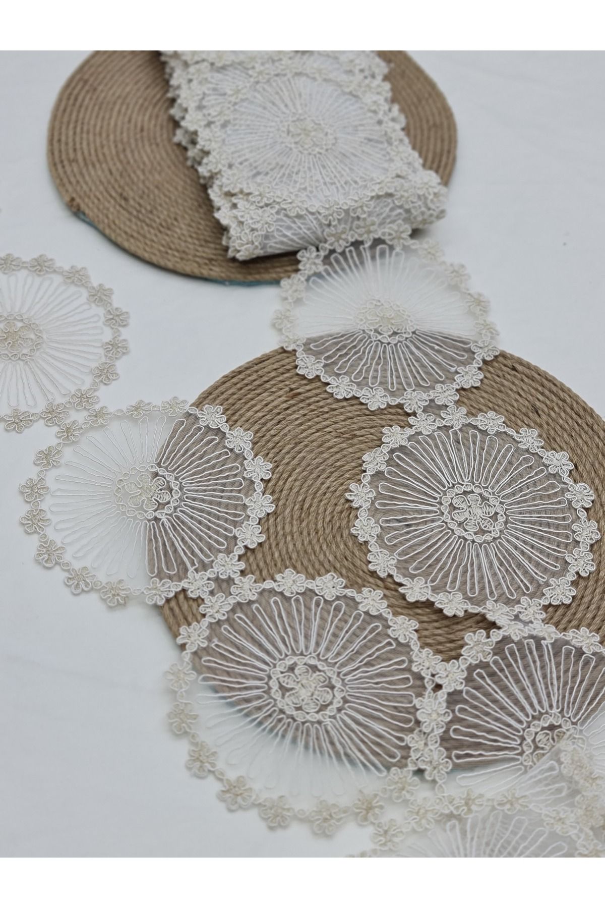 Esteks Dantel ve Tekstil Aksesuarları Dantelă Franceză Dantelă Decorativă Guipură Cocktail Prezentare Masă - One Size