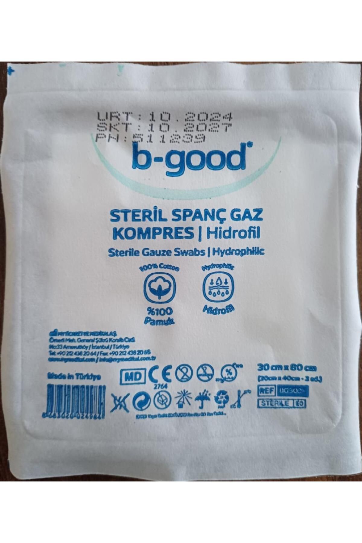 B-GOOD Steril Spanç Gaz Kompres 30x80 cm 2 Adet