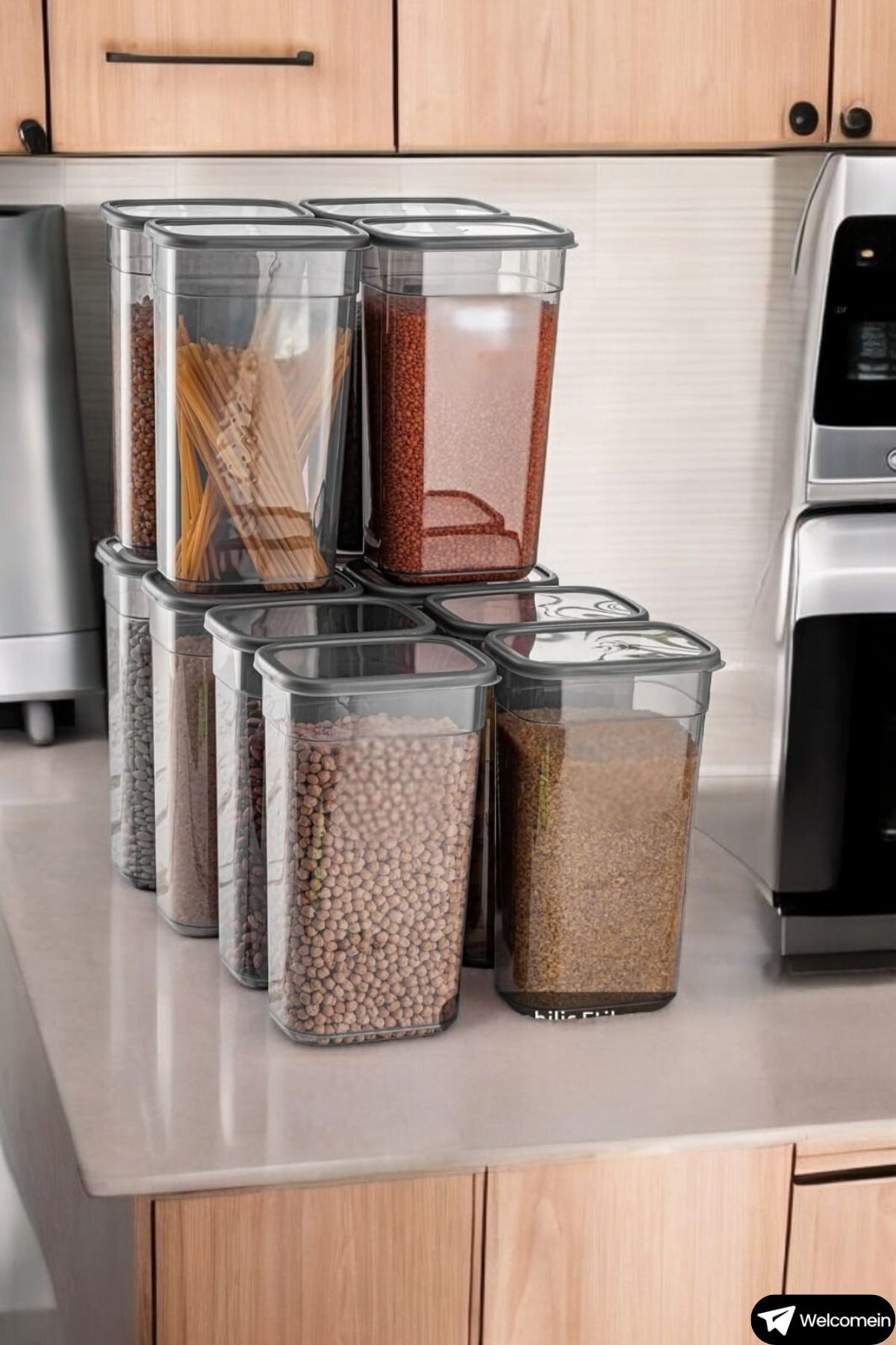 welcomein-3200ml Mega Size - Rectangular Food Pulses Set with 12 Labels, Microwave and Freeze Compatible 5
