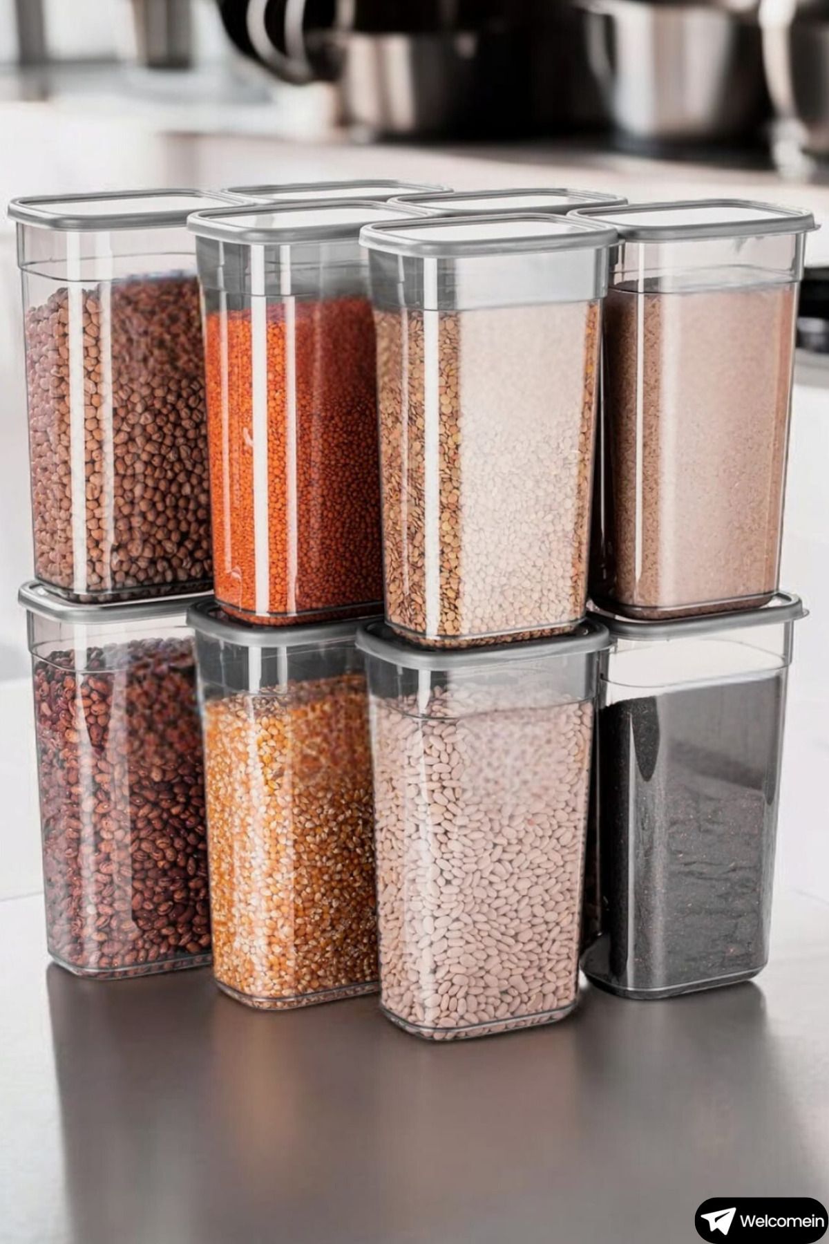 welcomein-3200ml Mega Size - Rectangular Food Pulses Set with 12 Labels, Microwave and Freeze Compatible 7
