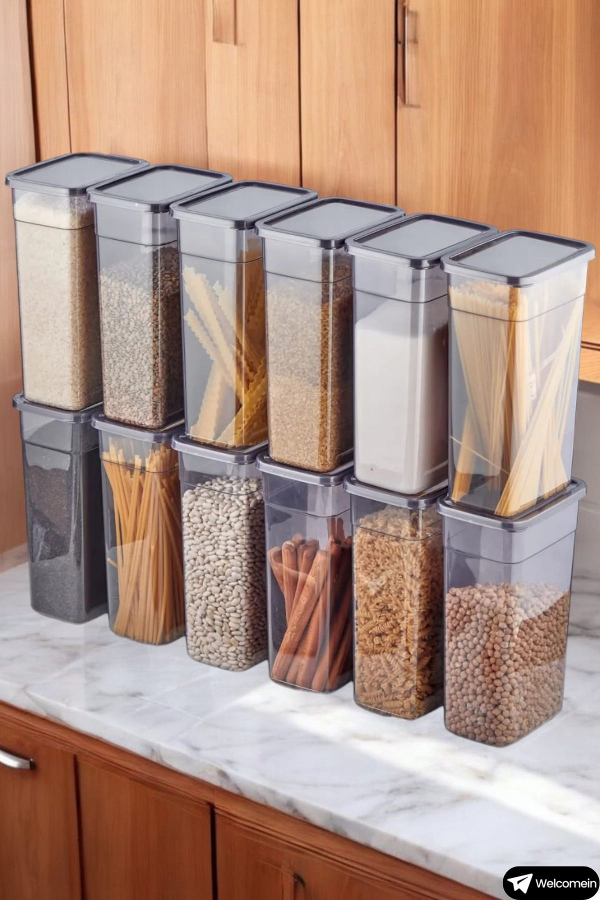 welcomein-3200ml Mega Size - Rectangular Food Pulses Set with 12 Labels, Microwave and Freeze Compatible 6