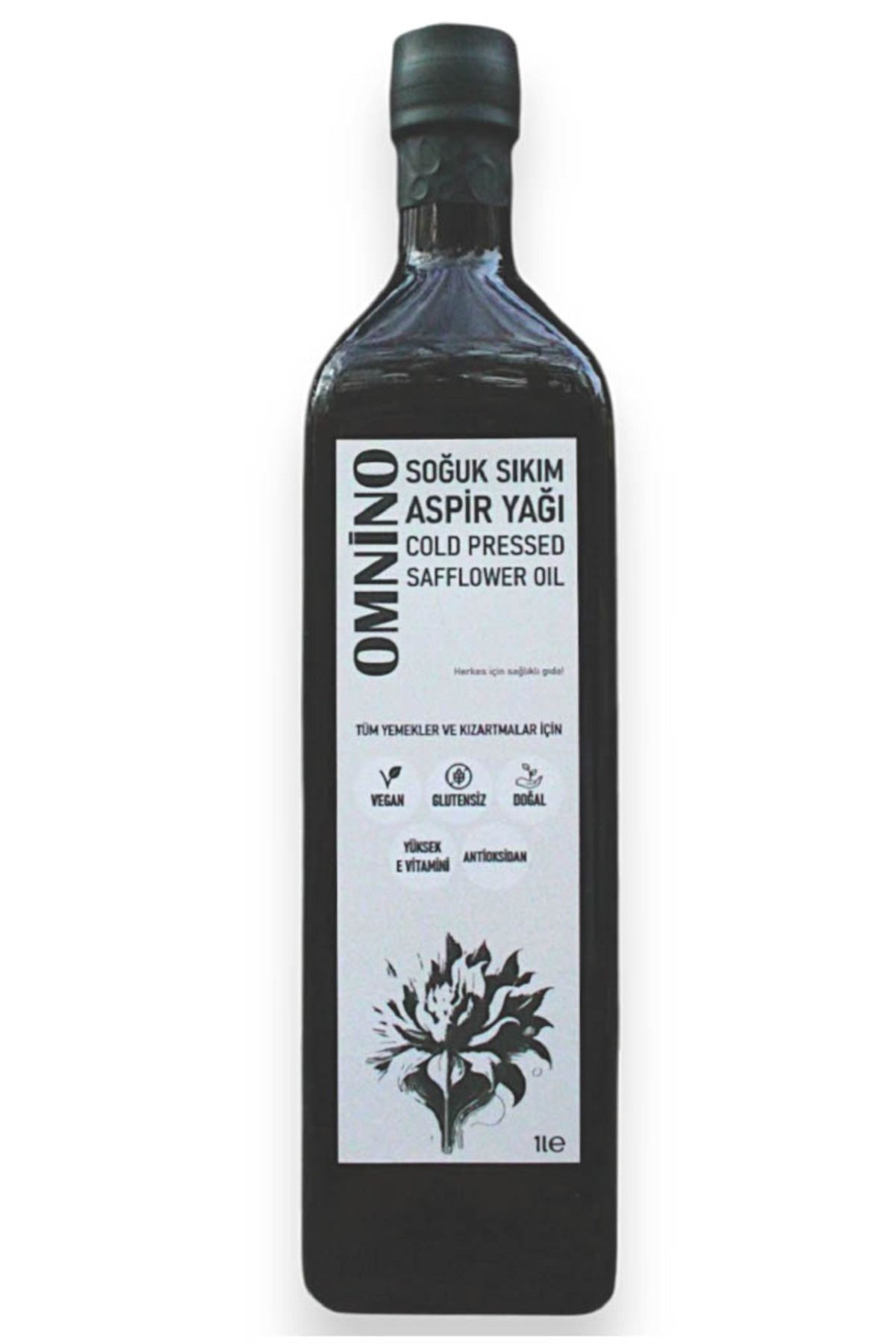 Omnino Aspir Yağı 1 Lt Cam Şişe %100 Soğuk Sıkım - Safflower Oil