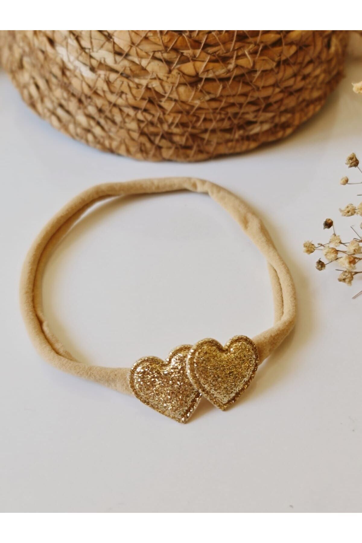 COLORFULLCLİPS-Gold Double Heart Bandana 1