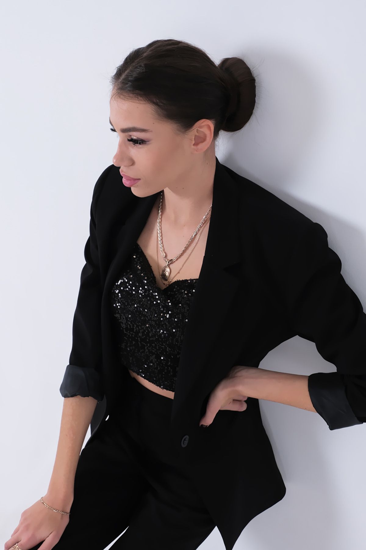 Feminist-Black Classic Collar Jacket Suit 0106309 5