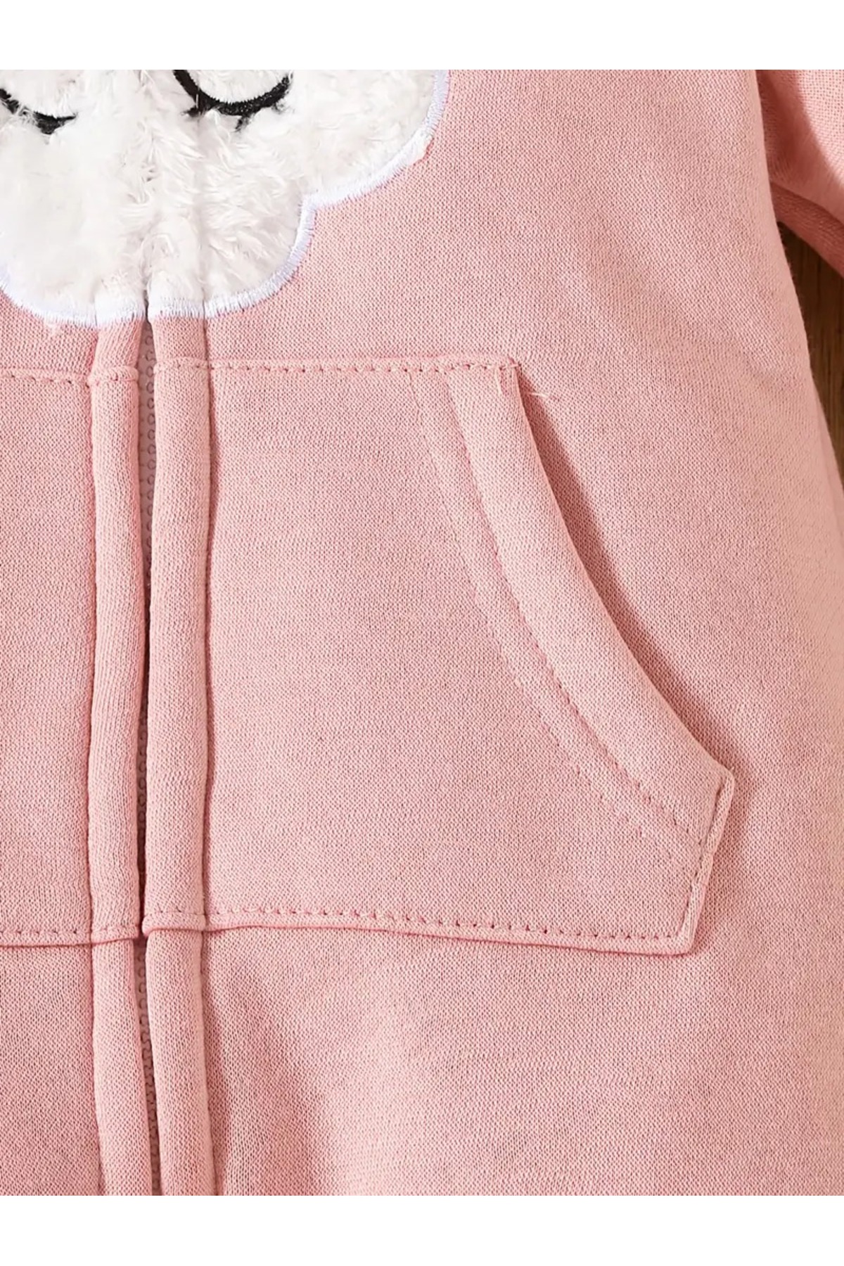 GlassySKY Tavşan Modeli Fermuarlı Kapüşonlu İçi Şardonlu Bebek Tulum fotoğrafı 5 (önizleme)