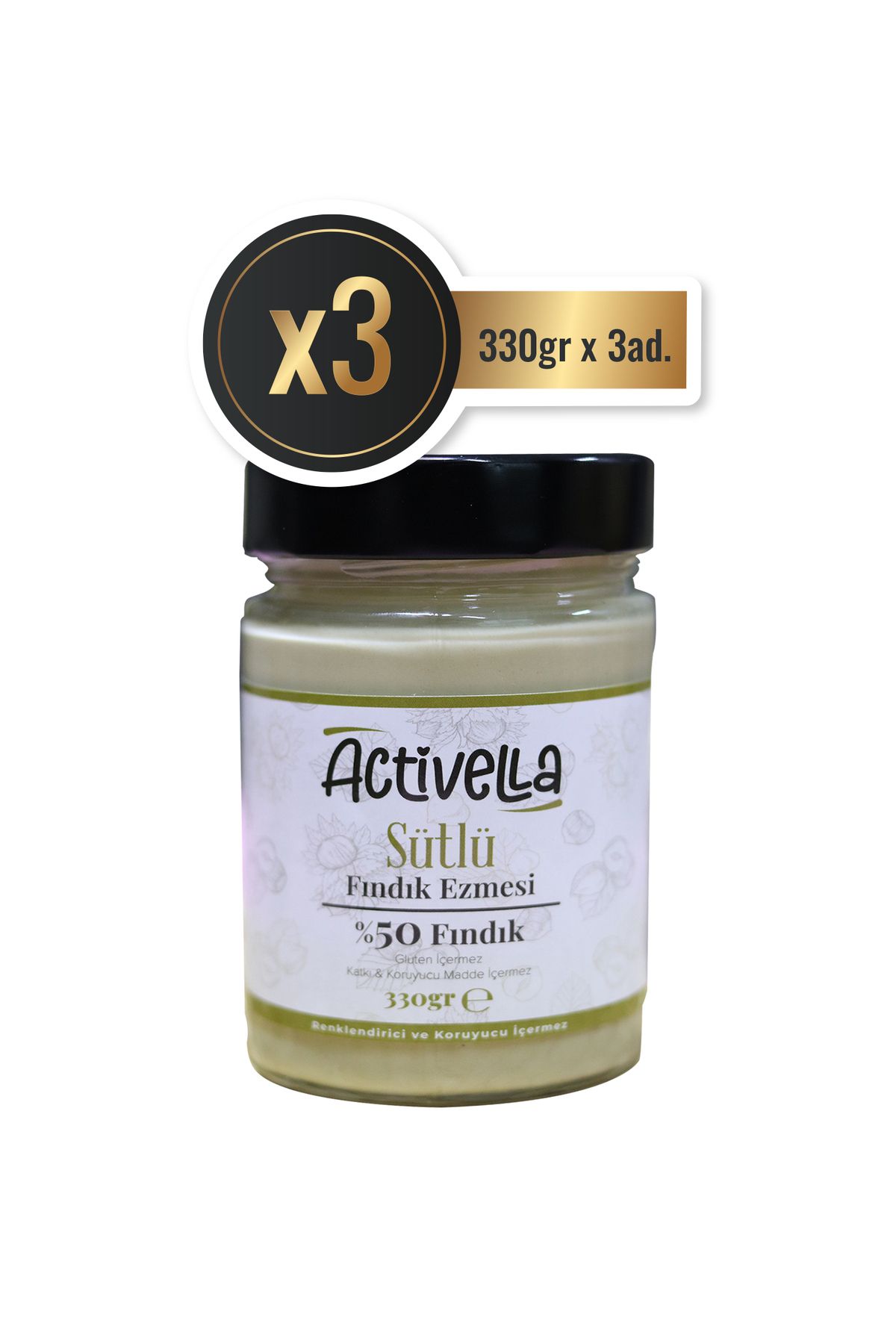 Activella Sütlü Fındık Ezmesi 330gr %50 Fındıklı X3