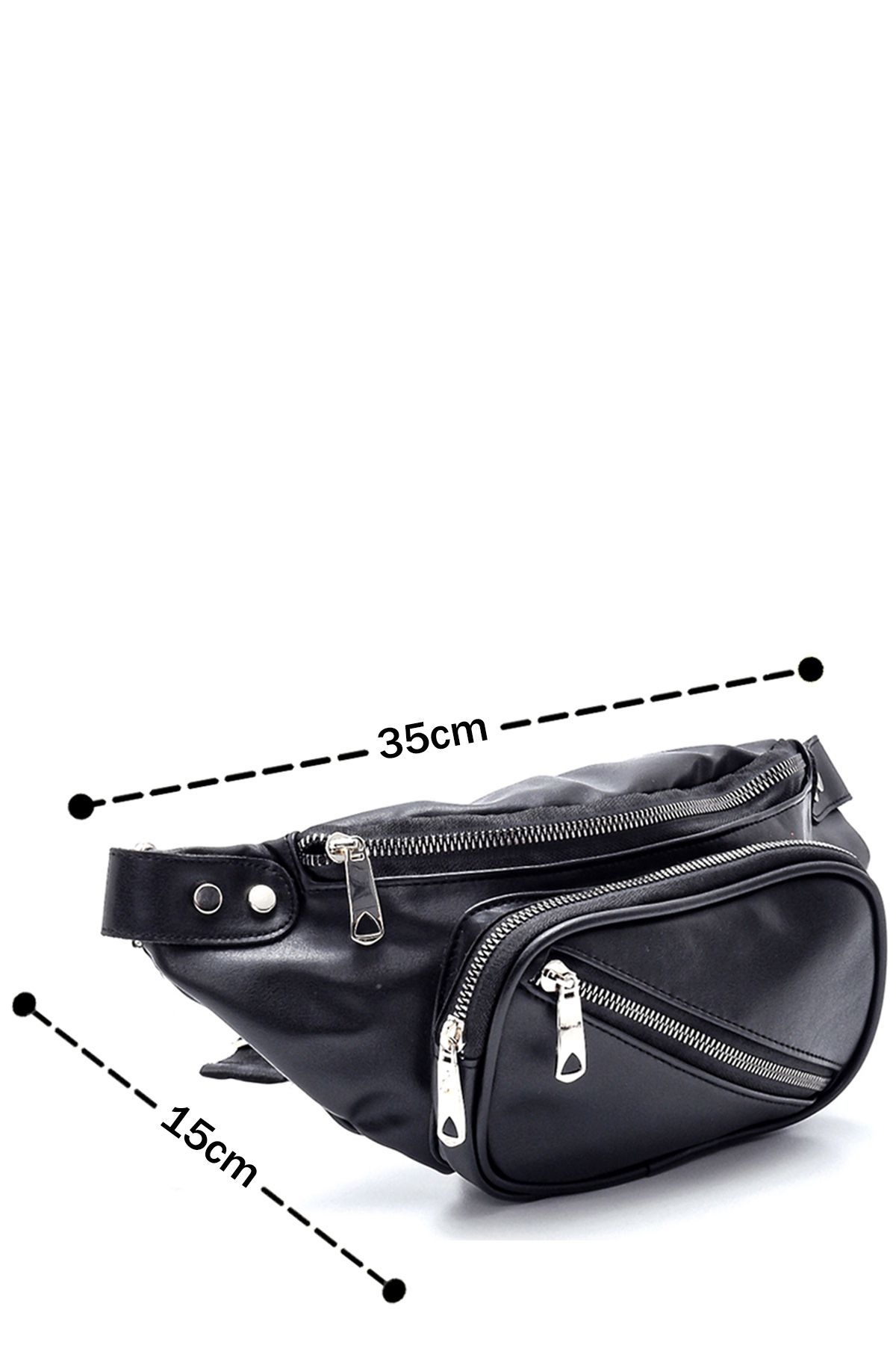 Ecrou-Women's Chain Waist Travel Bag Black 15 X 30 cm 8