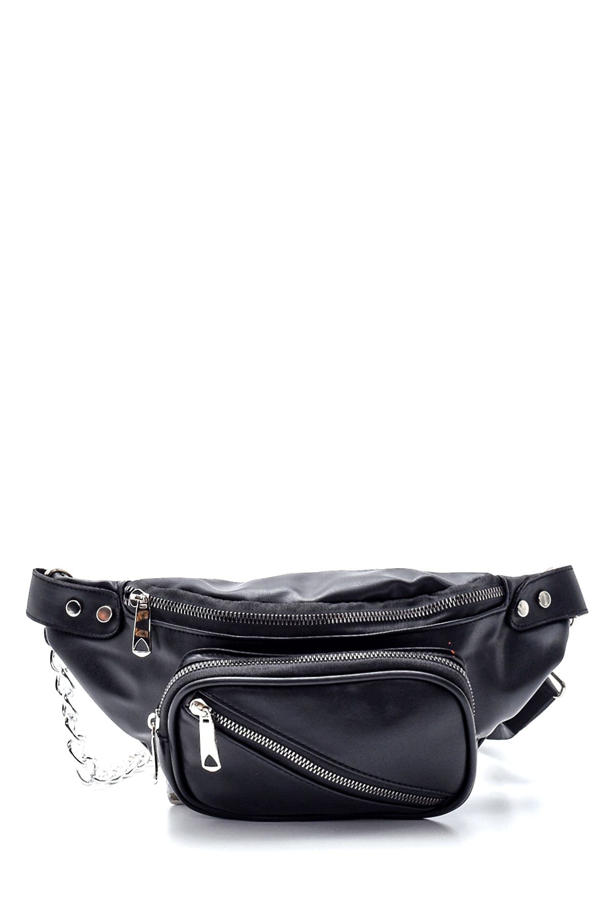 Ecrou-Women's Chain Waist Travel Bag Black 15 X 30 cm 6