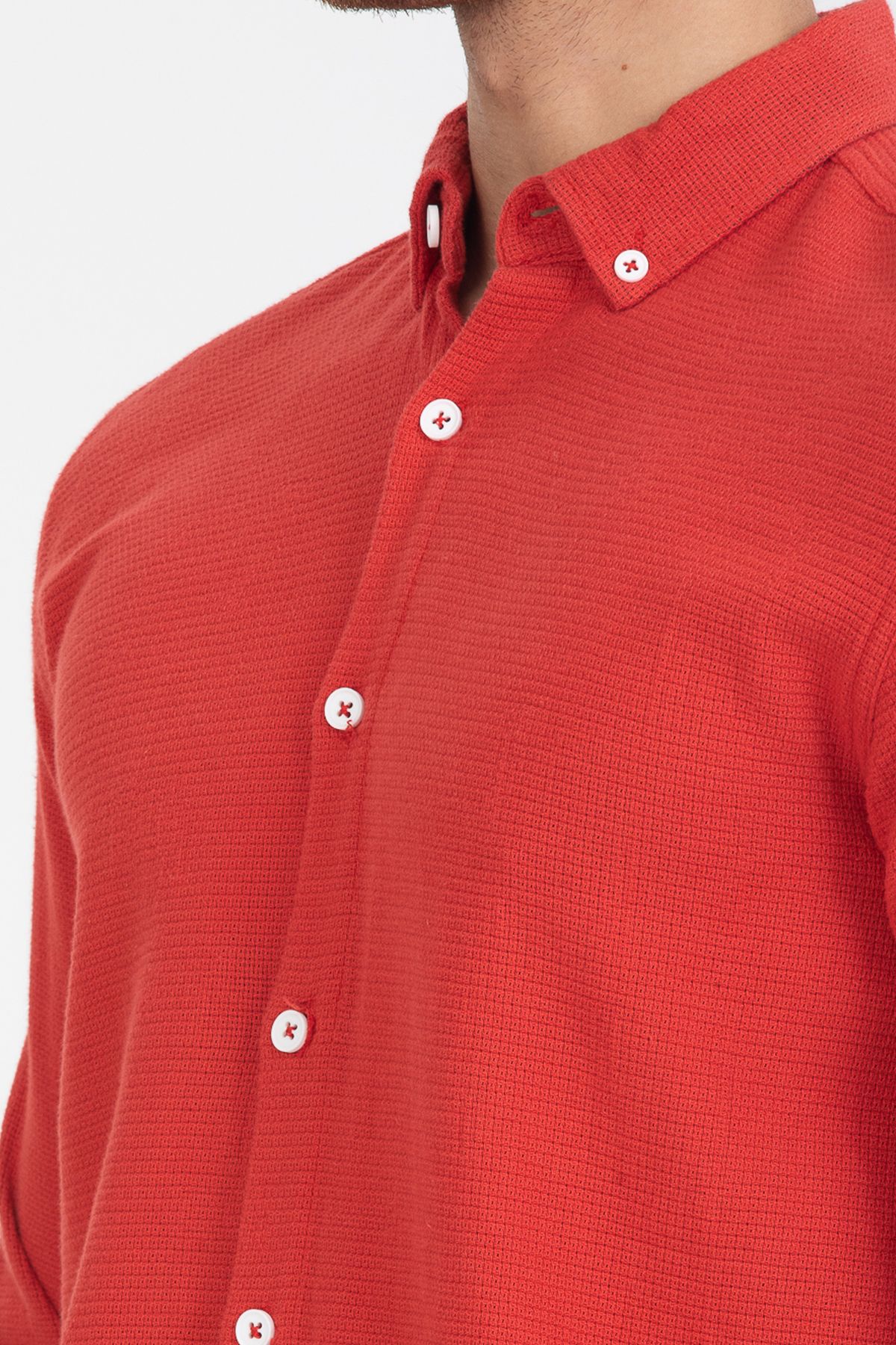 Klothy-Men's 100% Cotton Washed Slim Fit Shirt 8