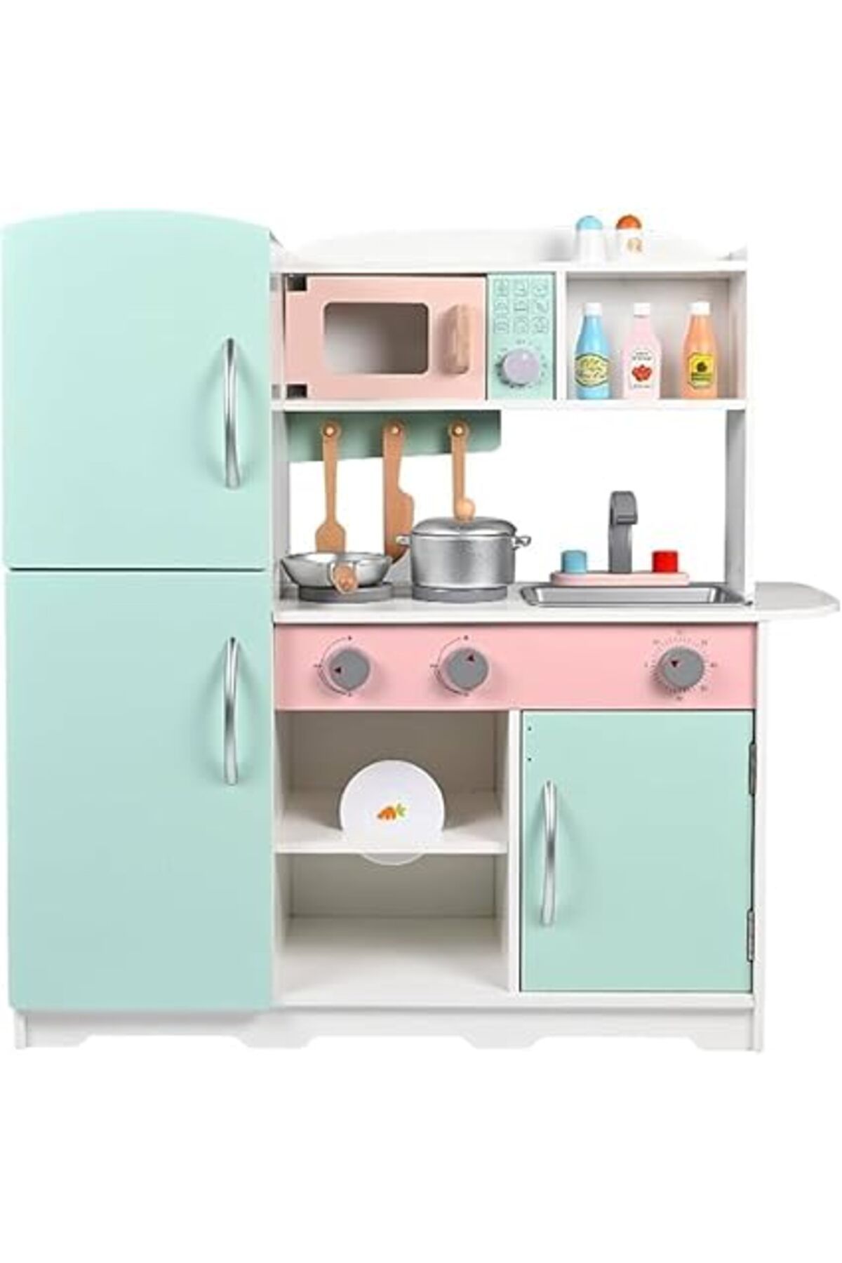 ALBADER-Kids Kitchen Playset, Children Play Kitchen for Toddler With accessories, Wooden Kitchen Toy 1