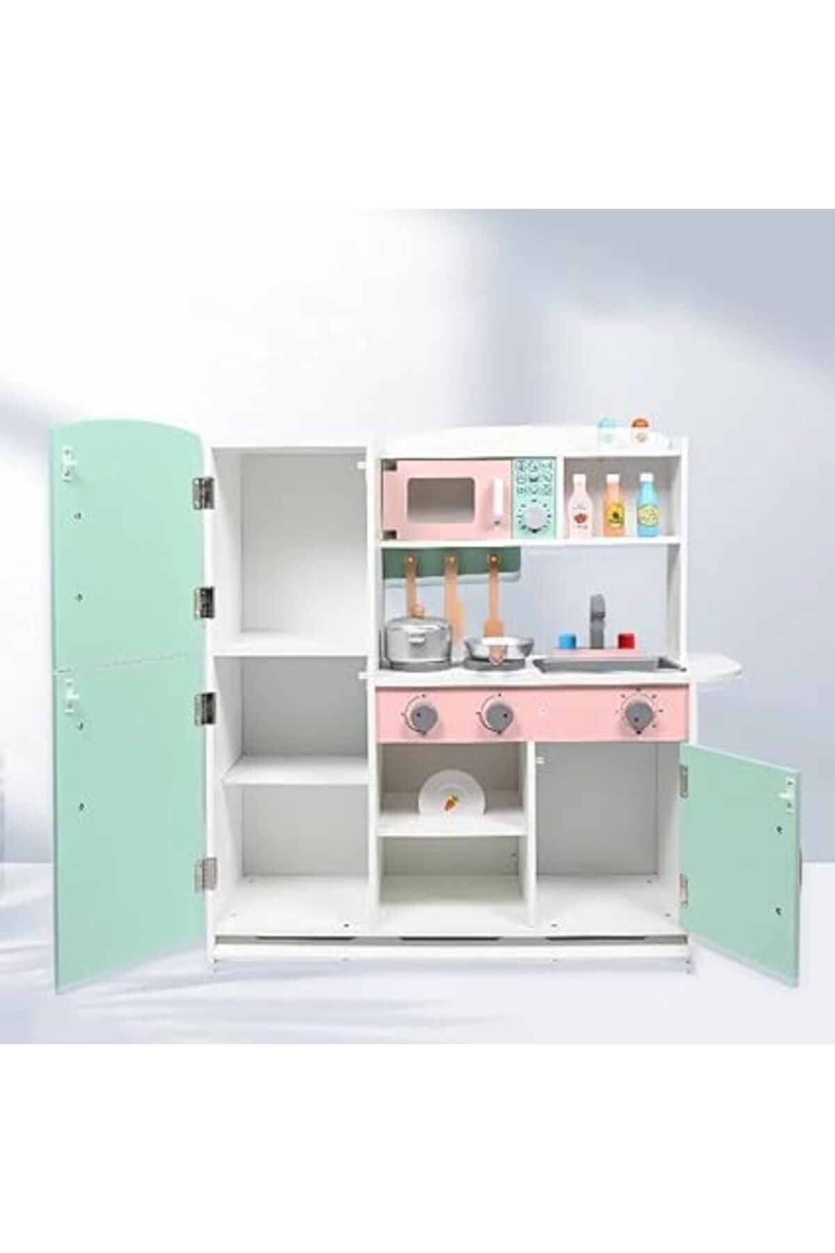 ALBADER-Kids Kitchen Playset, Children Play Kitchen for Toddler With accessories, Wooden Kitchen Toy 3