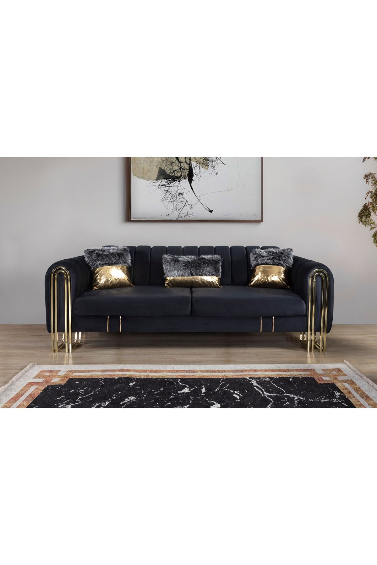 Elance Home VALES YATAKLI ÜÇLÜ KOLTUK ANTRASİT