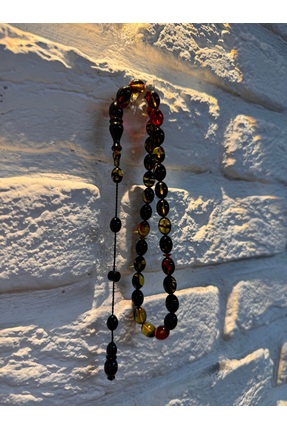 ARURTAKI Erkek Hediyelik 33'lük  Çift Renkli Sistemli Sıkma Kehribar Tesbih