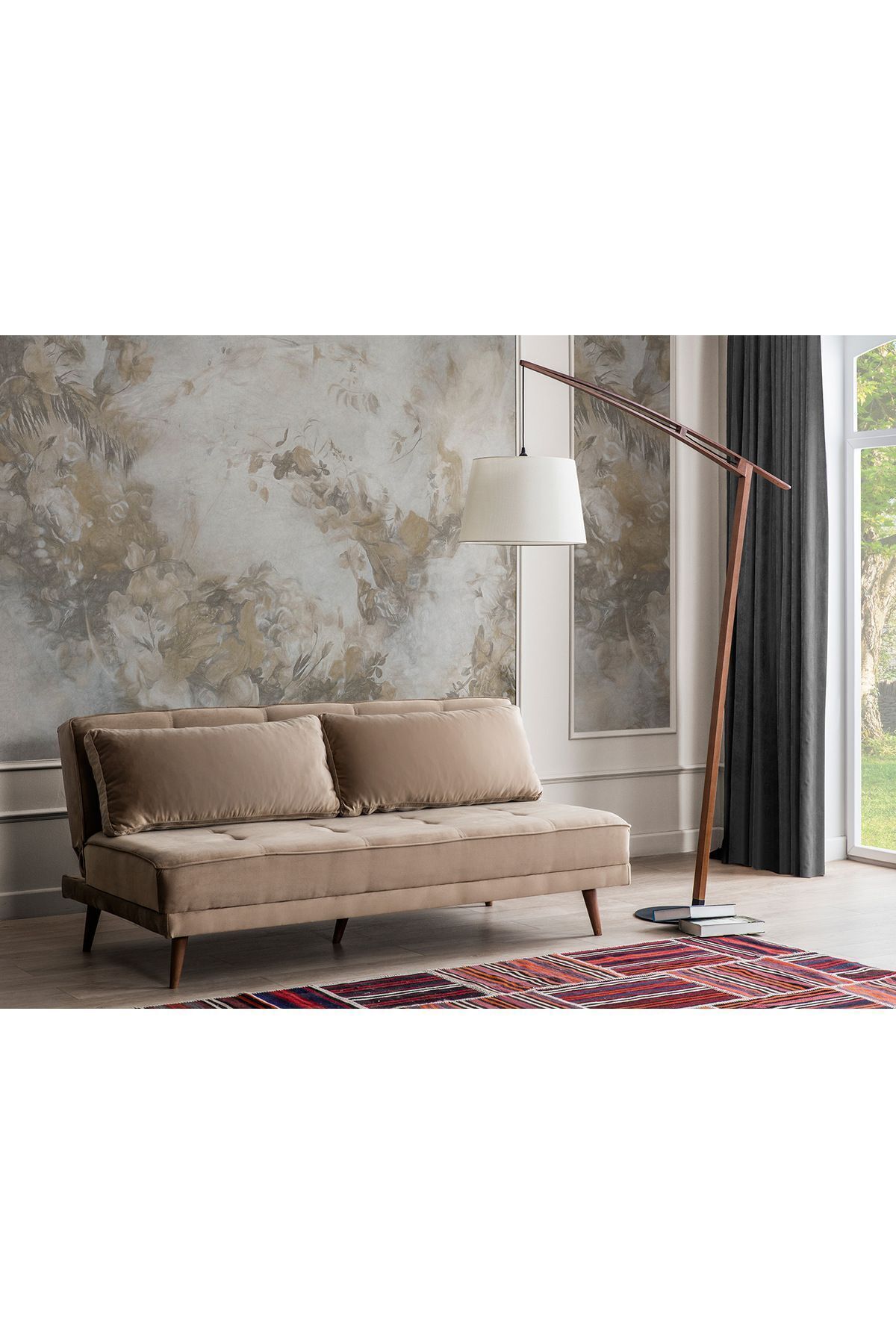 Elance Home RETRO KOLSUZ YATAKLI KANEPE VİZON