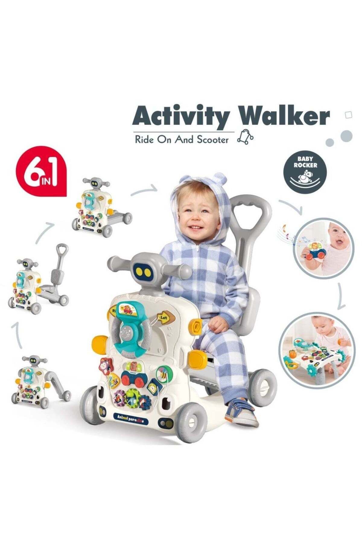 BabyCara-6 in 1 Baby Walker Sit-to-Stand Learning Walker Push Walkers Assemble 1