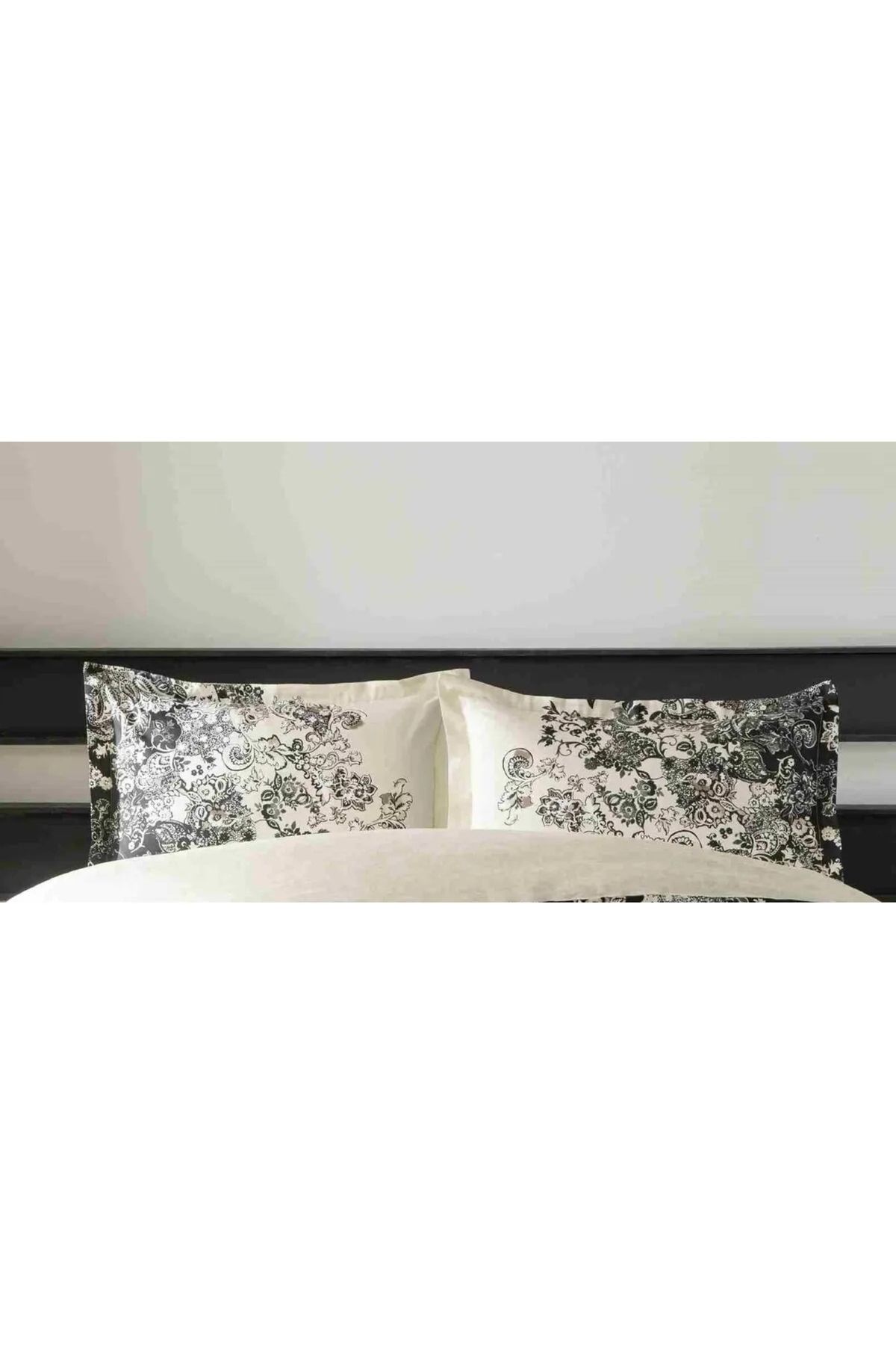 Zorluteks-Monica Black Model 100% bumbac satin cu volan Fete de perna 2 piese 50x70 cm 3