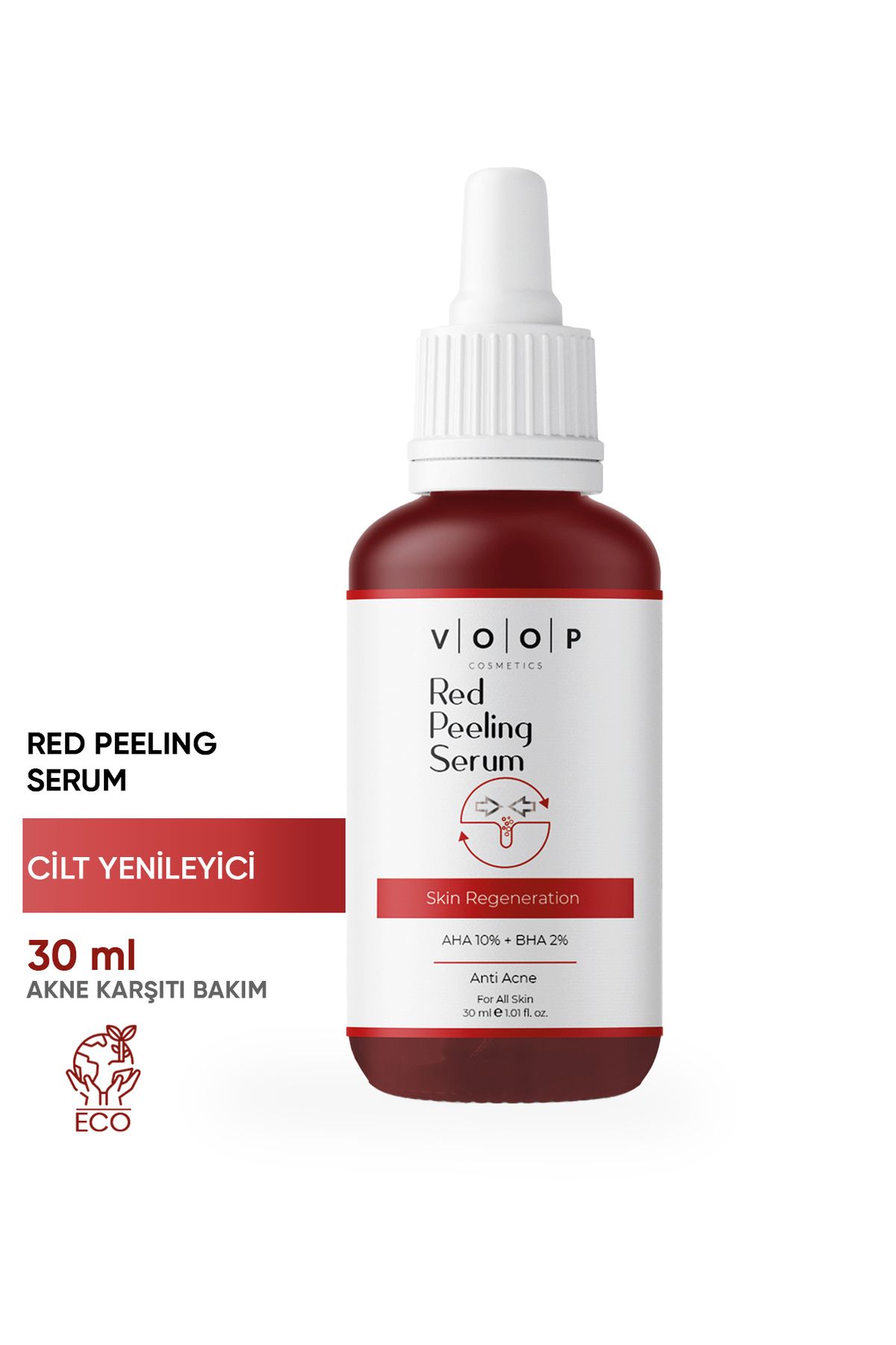 VOOP Red Peeling Serum 30 ml | Cilt Tonu Eşitleyici Ve Yenileyici | %10 Aha, %2 Bha