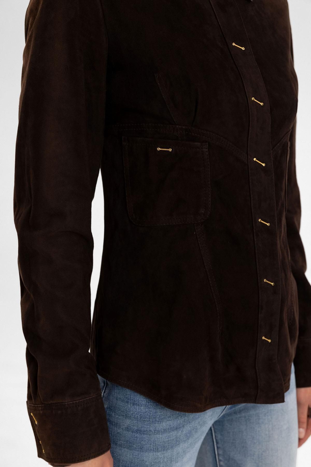 Deriderim-Eylin Brown Women's Genuine Suede Shirt 6