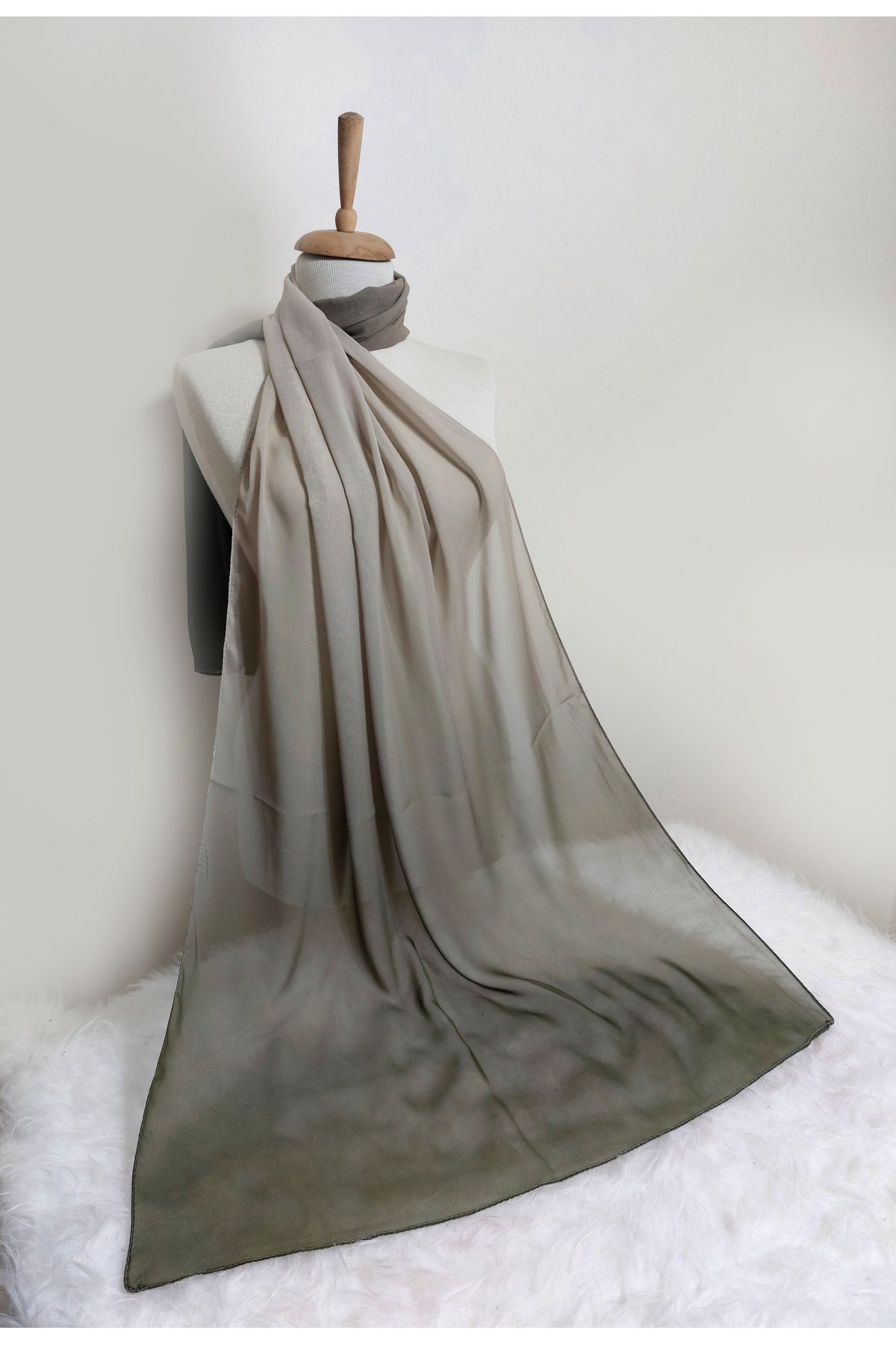 istanbul prensesleri-New Shape Gradient Patterned Chiffon Shawl - Non-Slip 3