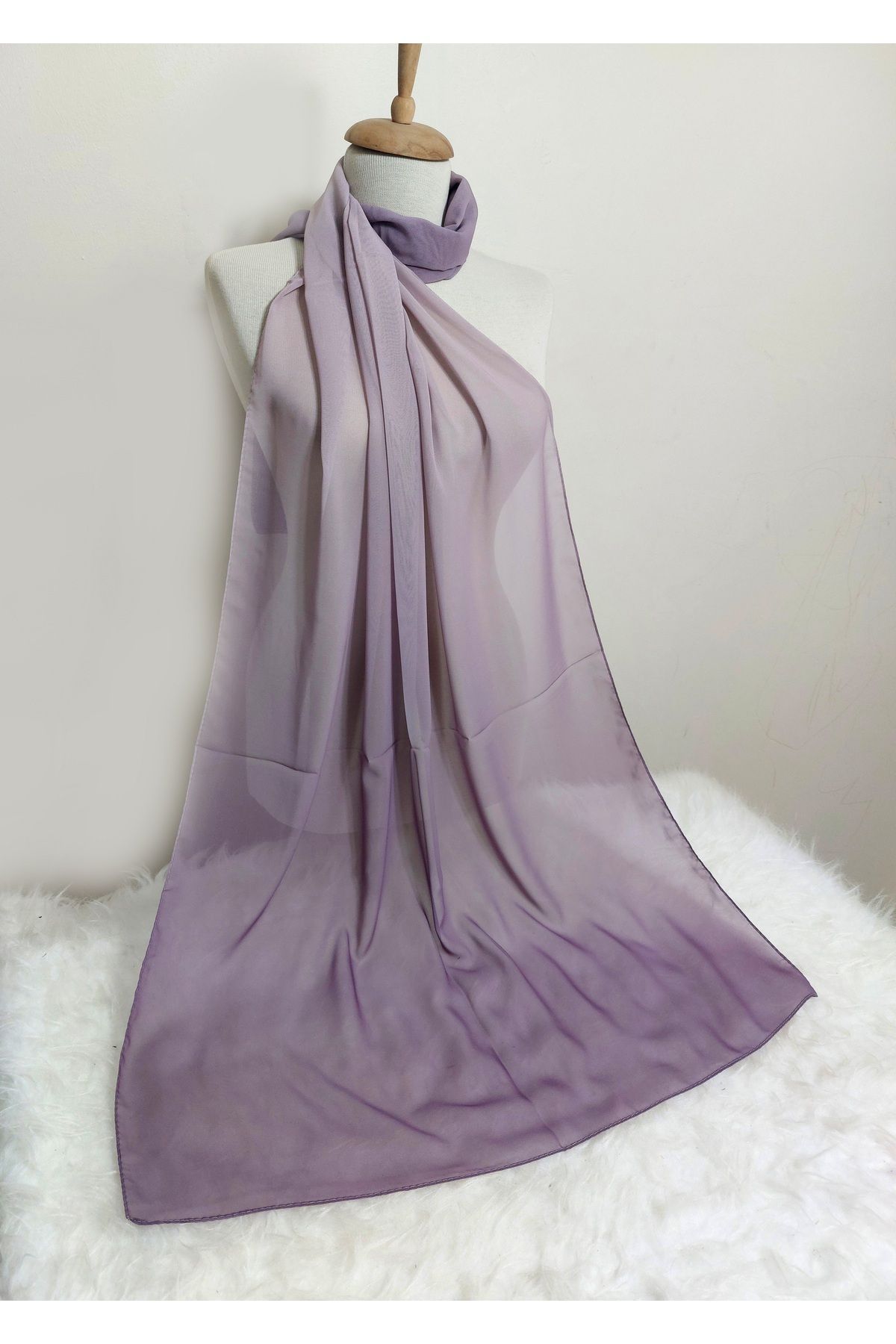 istanbul prensesleri-New Shape Gradient Patterned Chiffon Shawl - Non-Slip 3