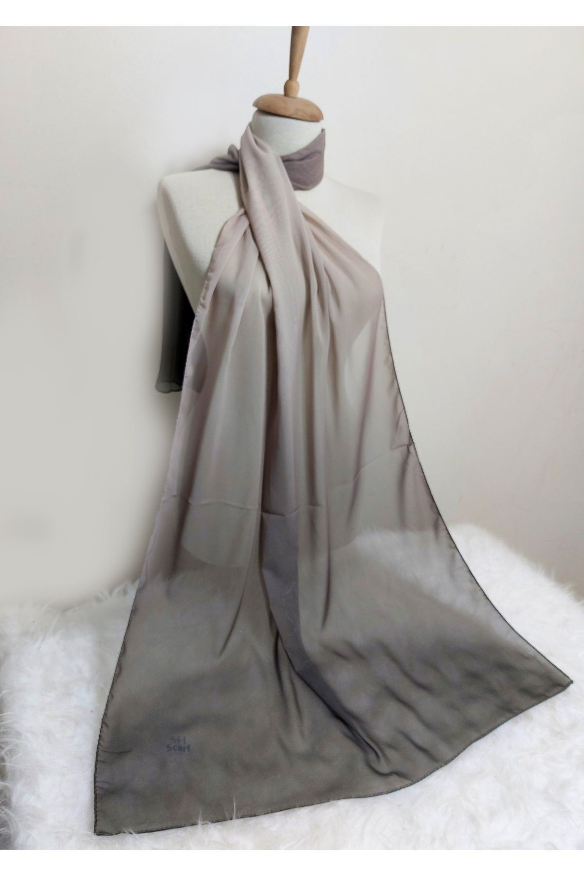 istanbul prensesleri-New Shape Gradient Patterned Chiffon Shawl - Non-Slip 3