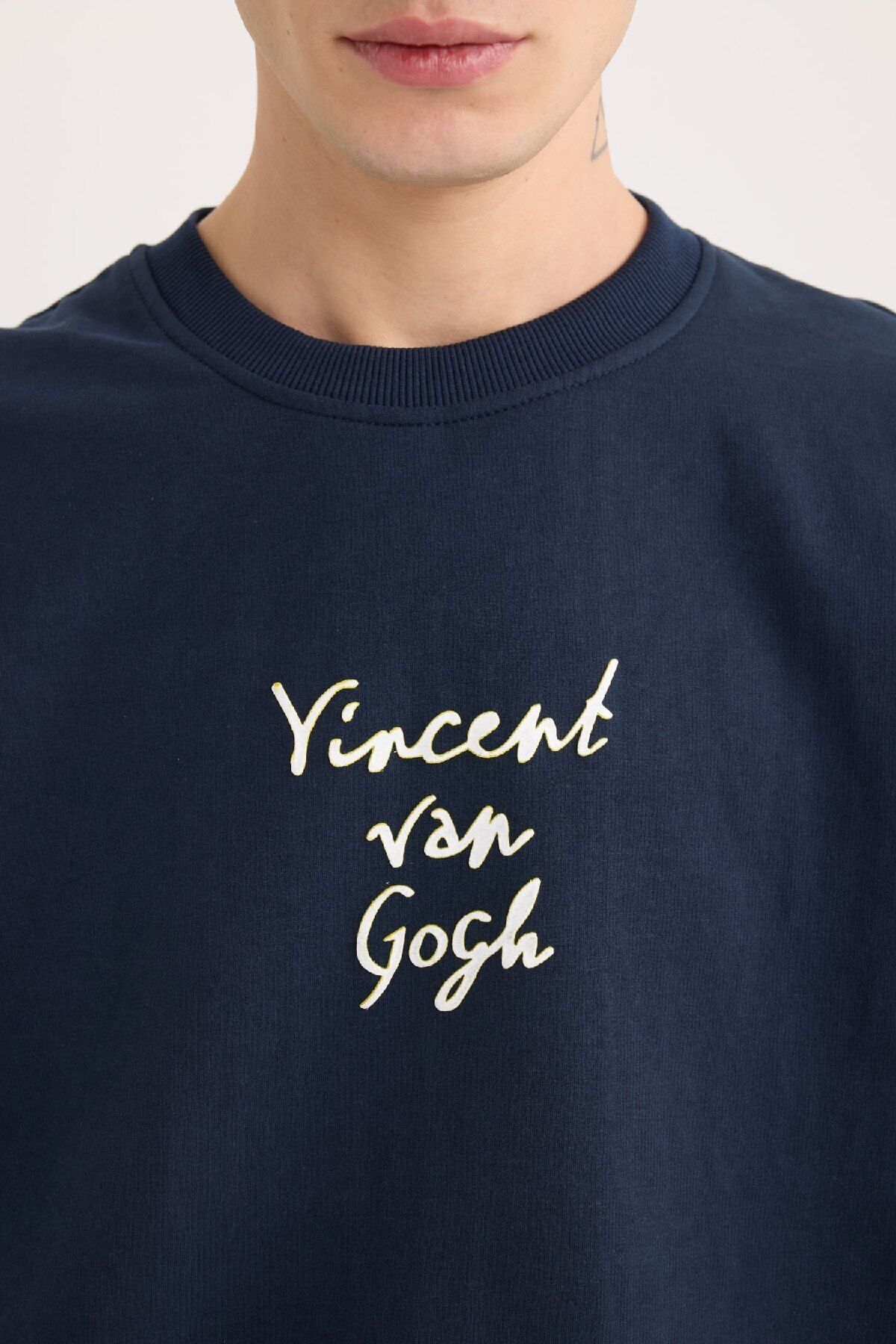 DeFacto-Van Gogh Boxy Fit Crew Neck Back Printed Sweatshirt E3203Ax24Wn 6