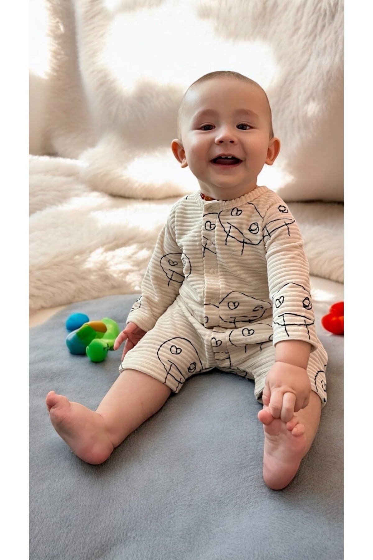 DİVİSTA Unisex Bebek Baskılı Çıt Çıtlı Tulum fotoğrafı 4 (önizleme)